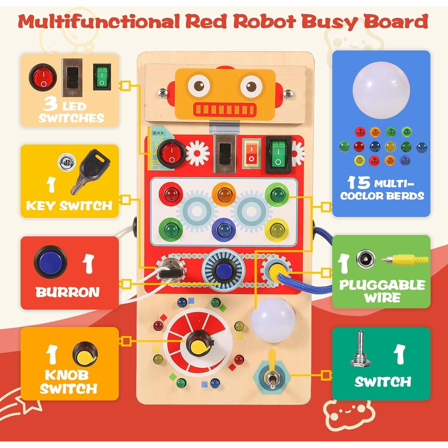 Juguete Montessori Asweets Tablero Ocupado Robot LED 11.4x5.6cm
