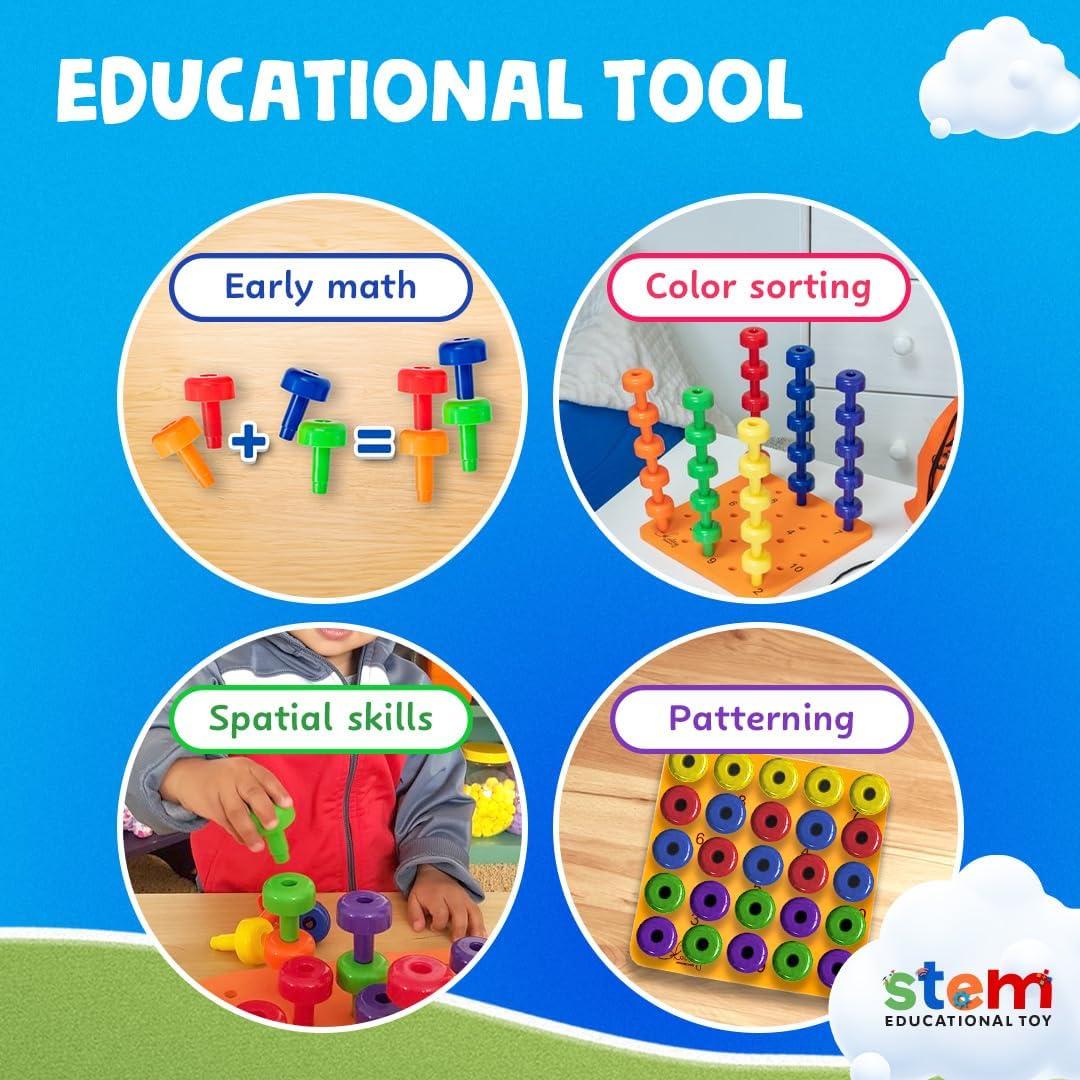 Conjunto de Juguetes Montessori Skoolzy - Tablero de Clavos 33 Piezas