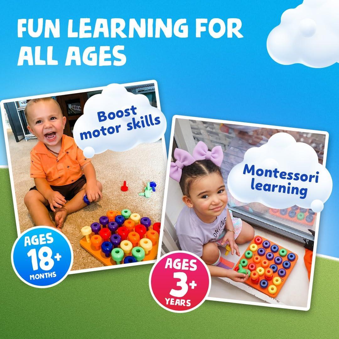 Conjunto de Juguetes Montessori Skoolzy - Tablero de Clavos 33 Piezas