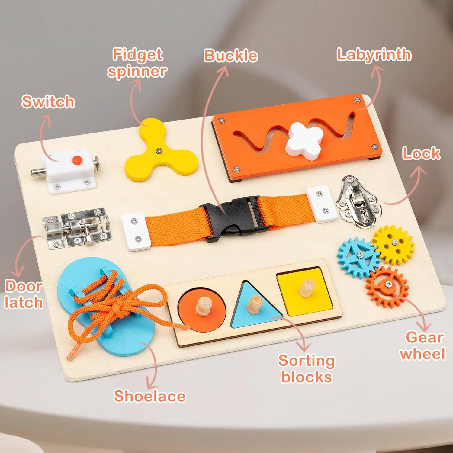 Tablero Ocupado Montessori KDSFT 9-en-1 para Niños 3-5 Años