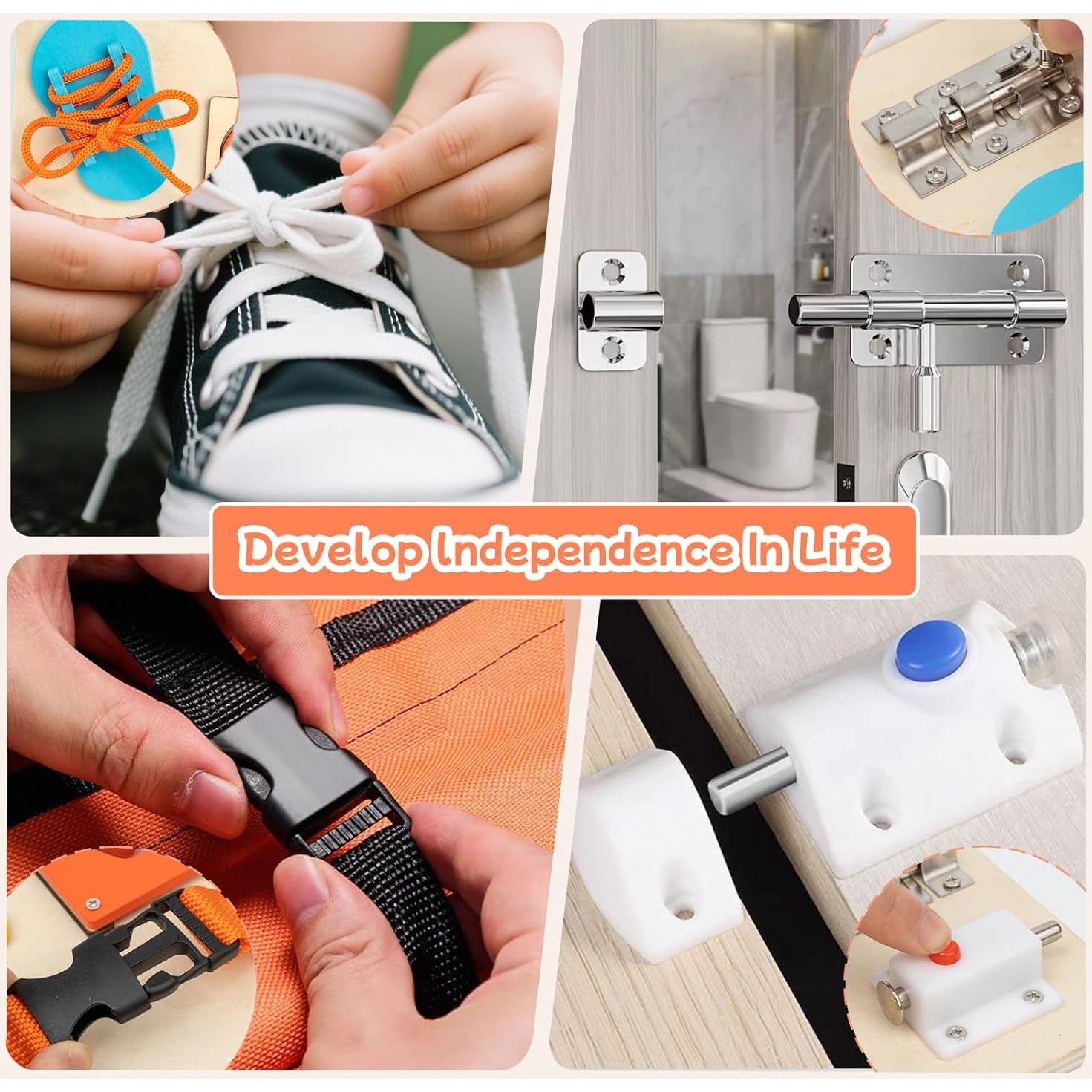 Tablero Ocupado Montessori KDSFT 9-en-1 para Niños 3-5 Años