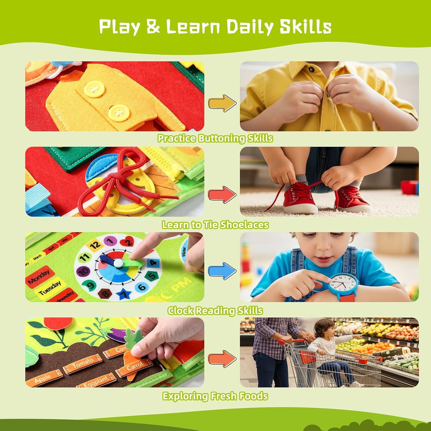 Tablero Ocupado Montessori POIKSHARK 30+ Actividades 3-6 Años