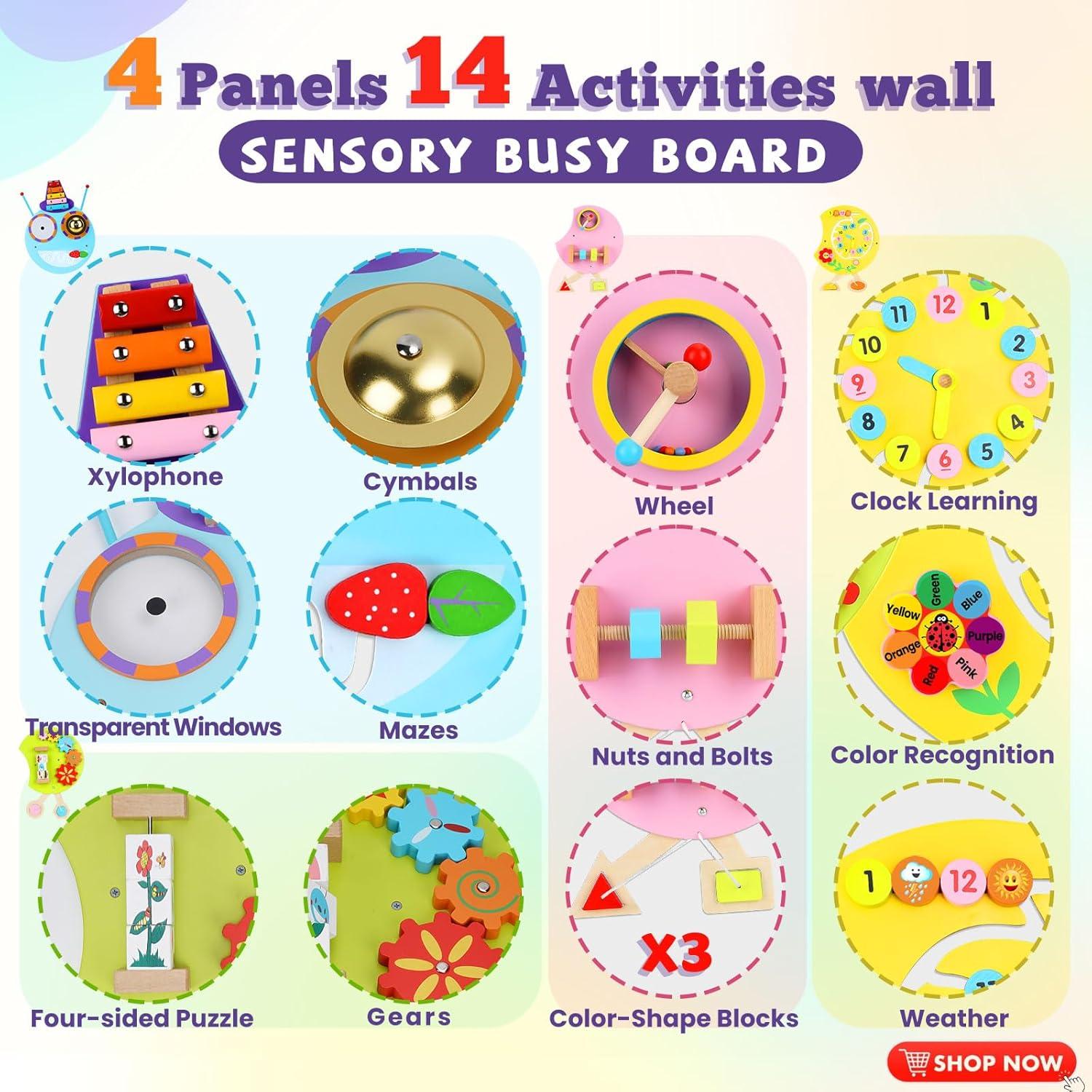 Panel Sensorial Interactivo Muiofang Oruga 40x33cm para Niños