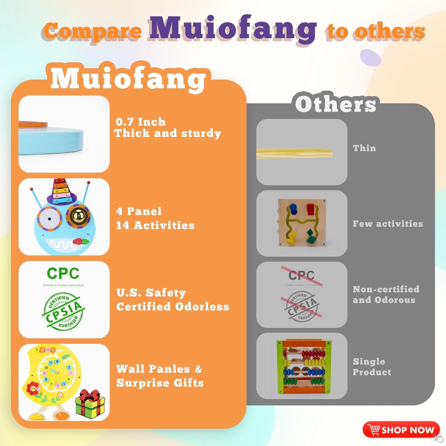 Panel Sensorial Interactivo Muiofang Oruga 40x33cm para Niños