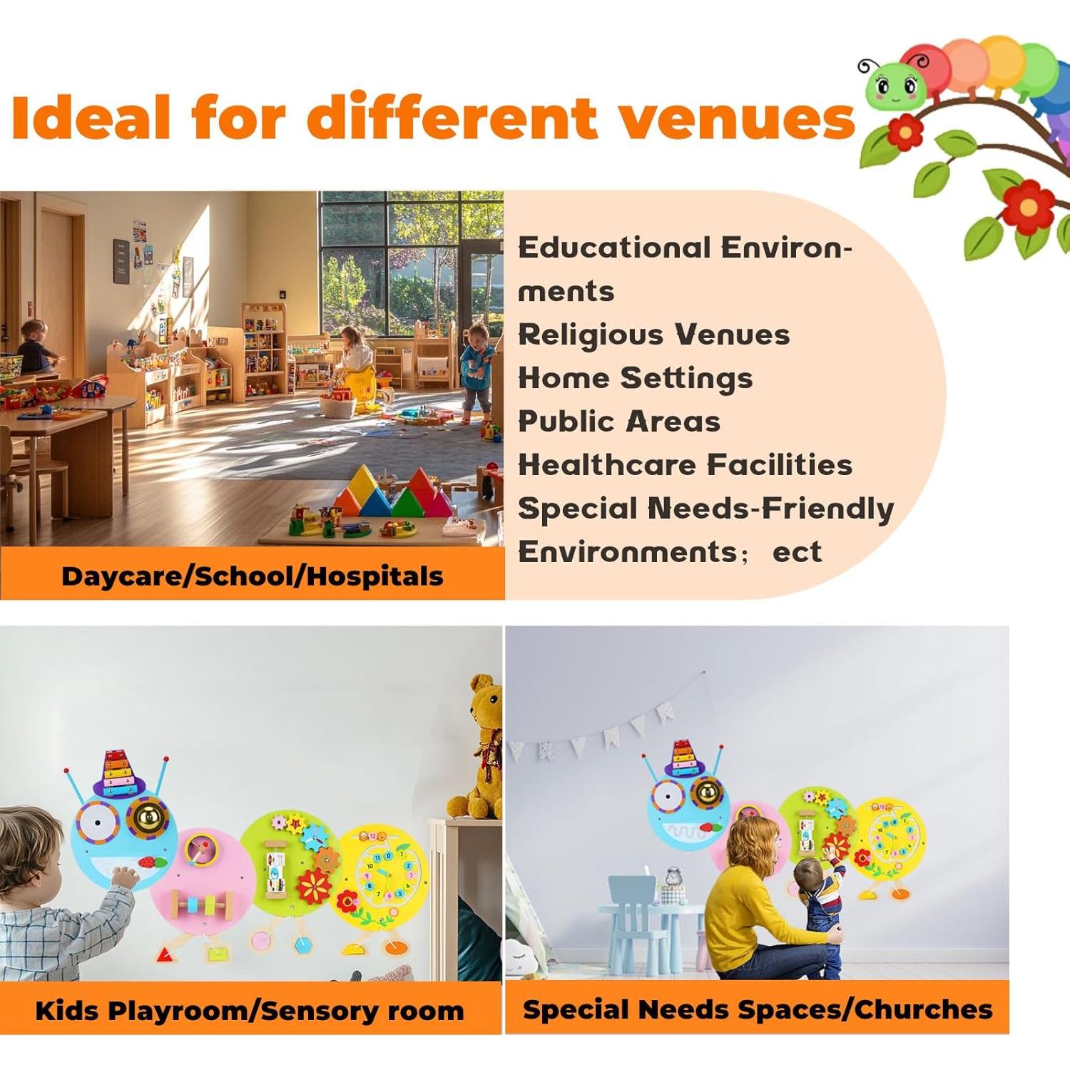 Panel Sensorial Interactivo Muiofang Oruga 40x33cm para Niños