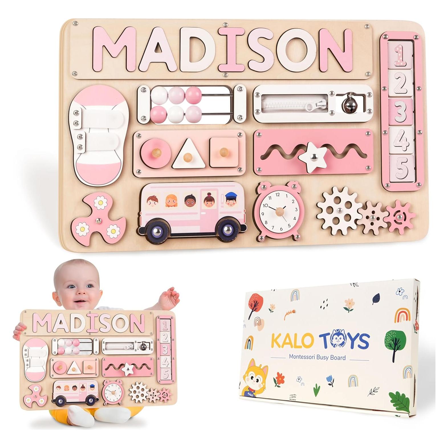 Tablero Ocupado Grande Montessori Personalizado Niña 1-3 Años