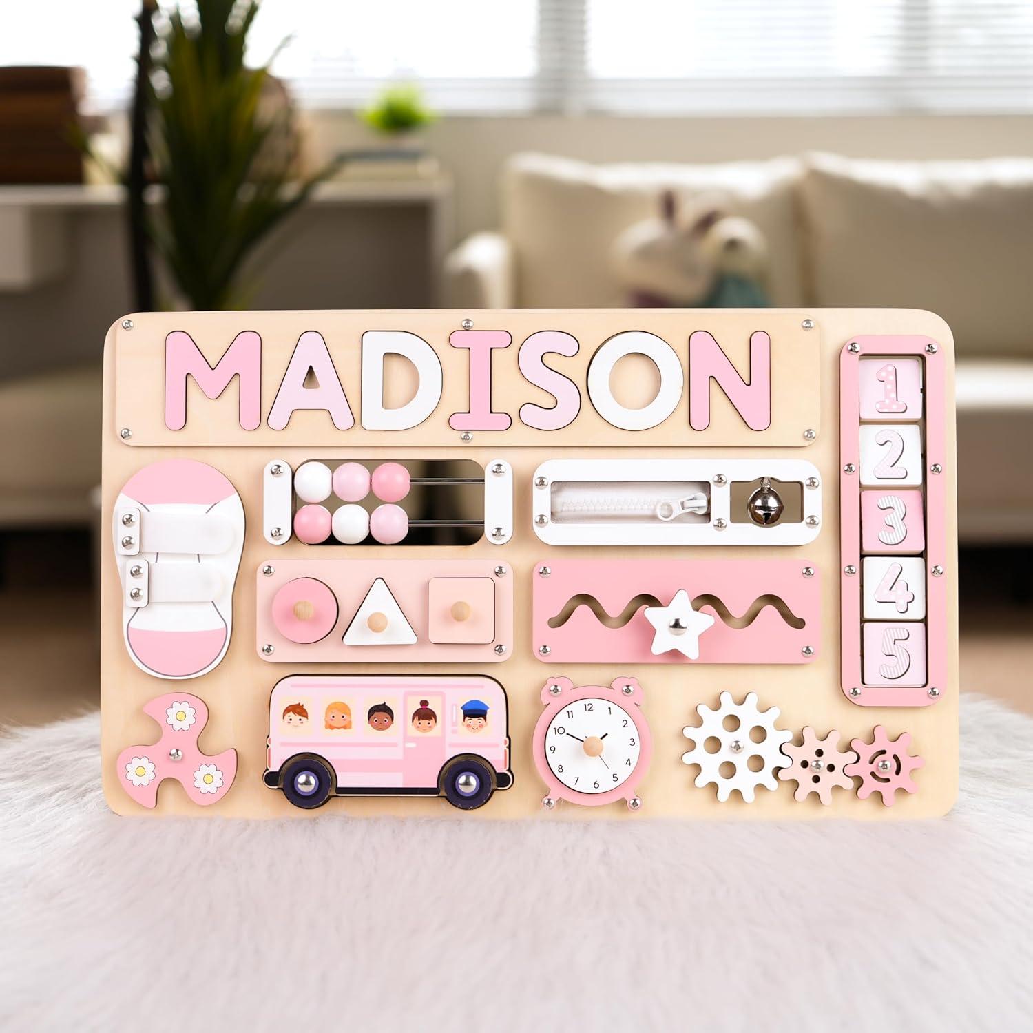 Tablero Ocupado Grande Montessori Personalizado Niña 1-3 Años