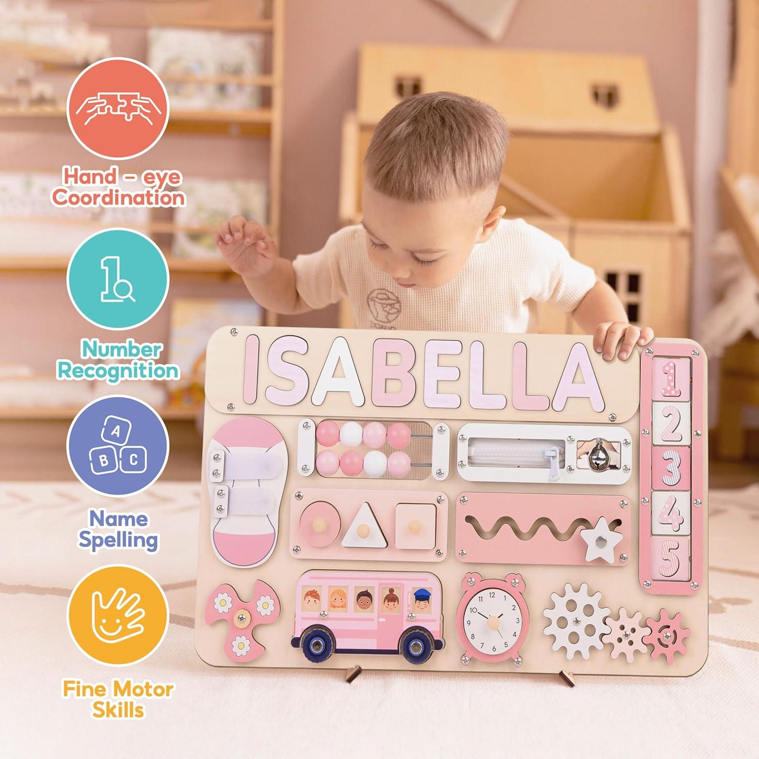 Tablero Ocupado Grande Montessori Personalizado Niña 1-3 Años