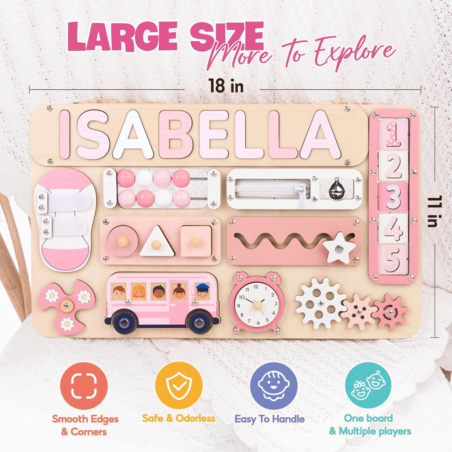 Tablero Ocupado Grande Montessori Personalizado Niña 1-3 Años