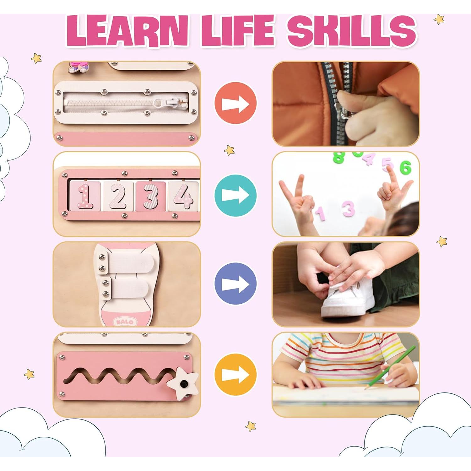 Tablero Ocupado Grande Montessori Personalizado Niña 1-3 Años