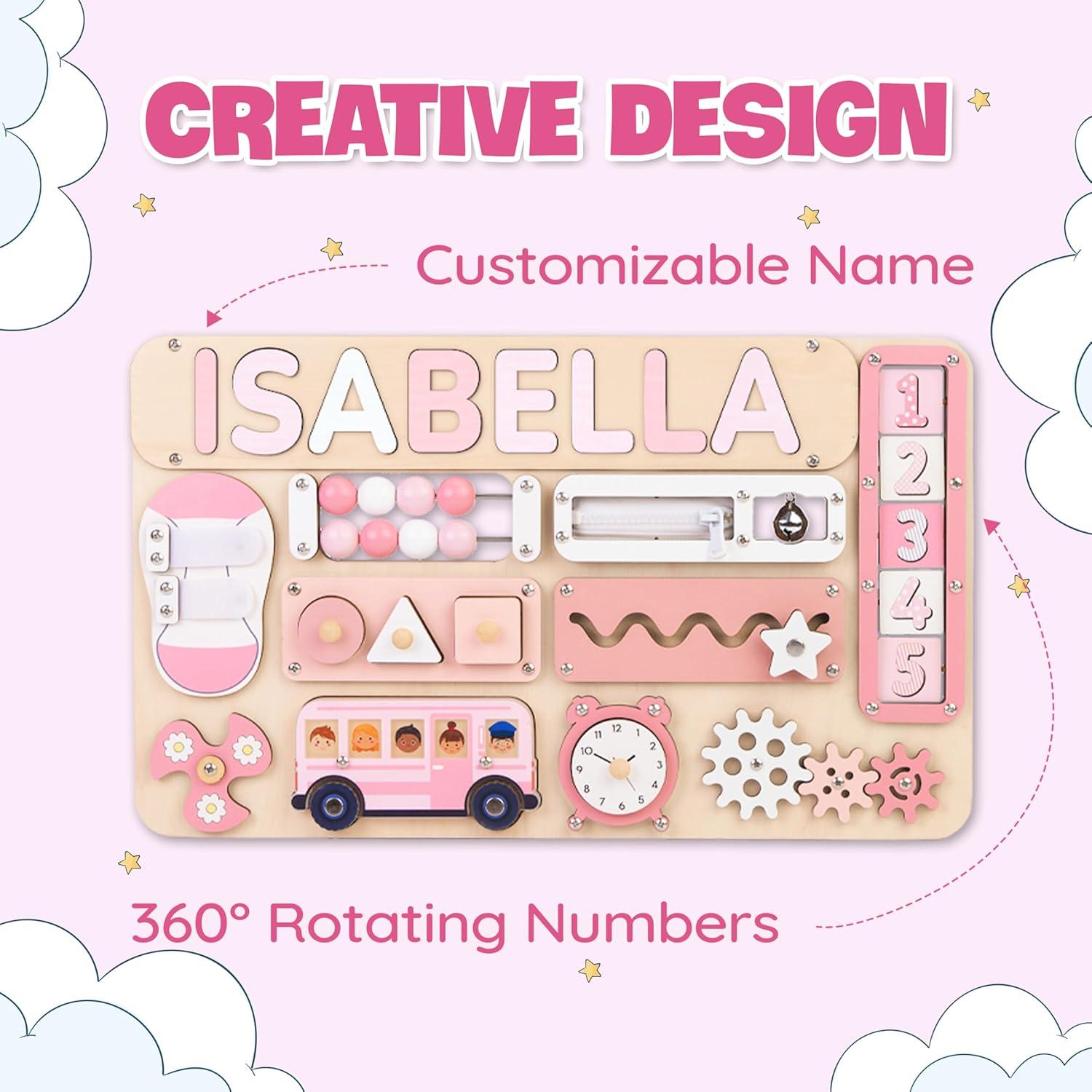 Tablero Ocupado Grande Montessori Personalizado Niña 1-3 Años