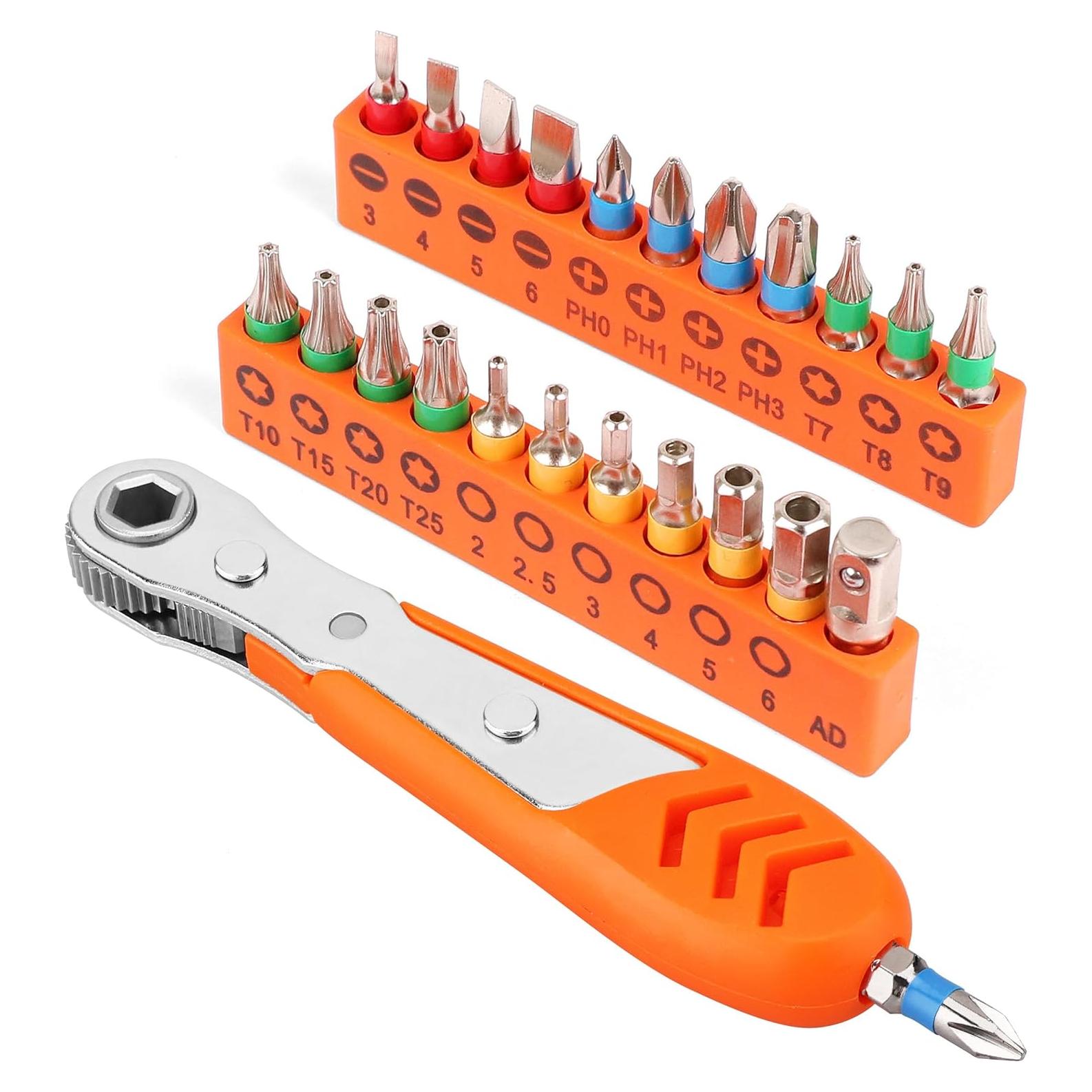 Juego de Puntas Estrella HORUSDY 23 Piezas 1/4" para Carraca