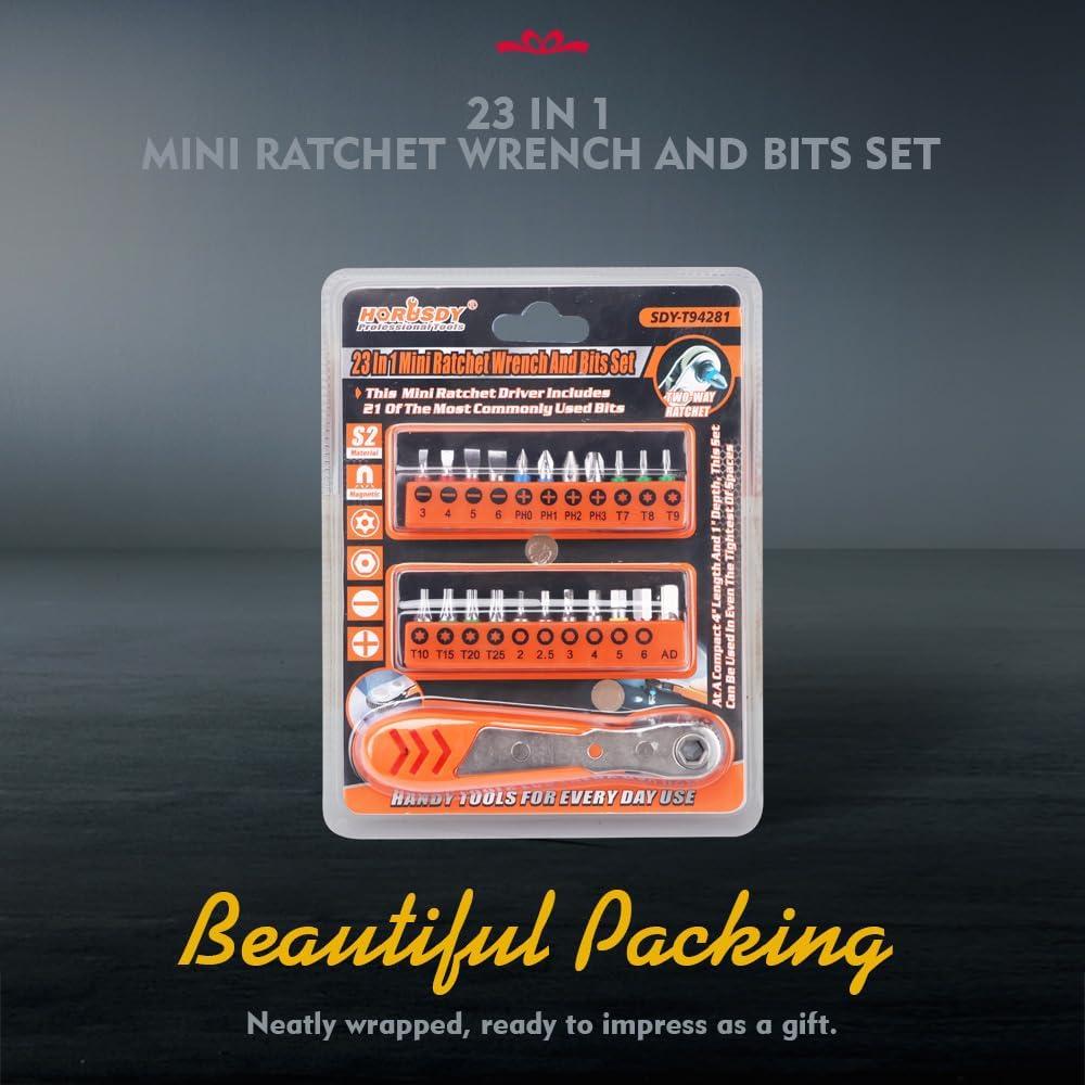 Juego de Puntas Estrella HORUSDY 23 Piezas 1/4" para Carraca