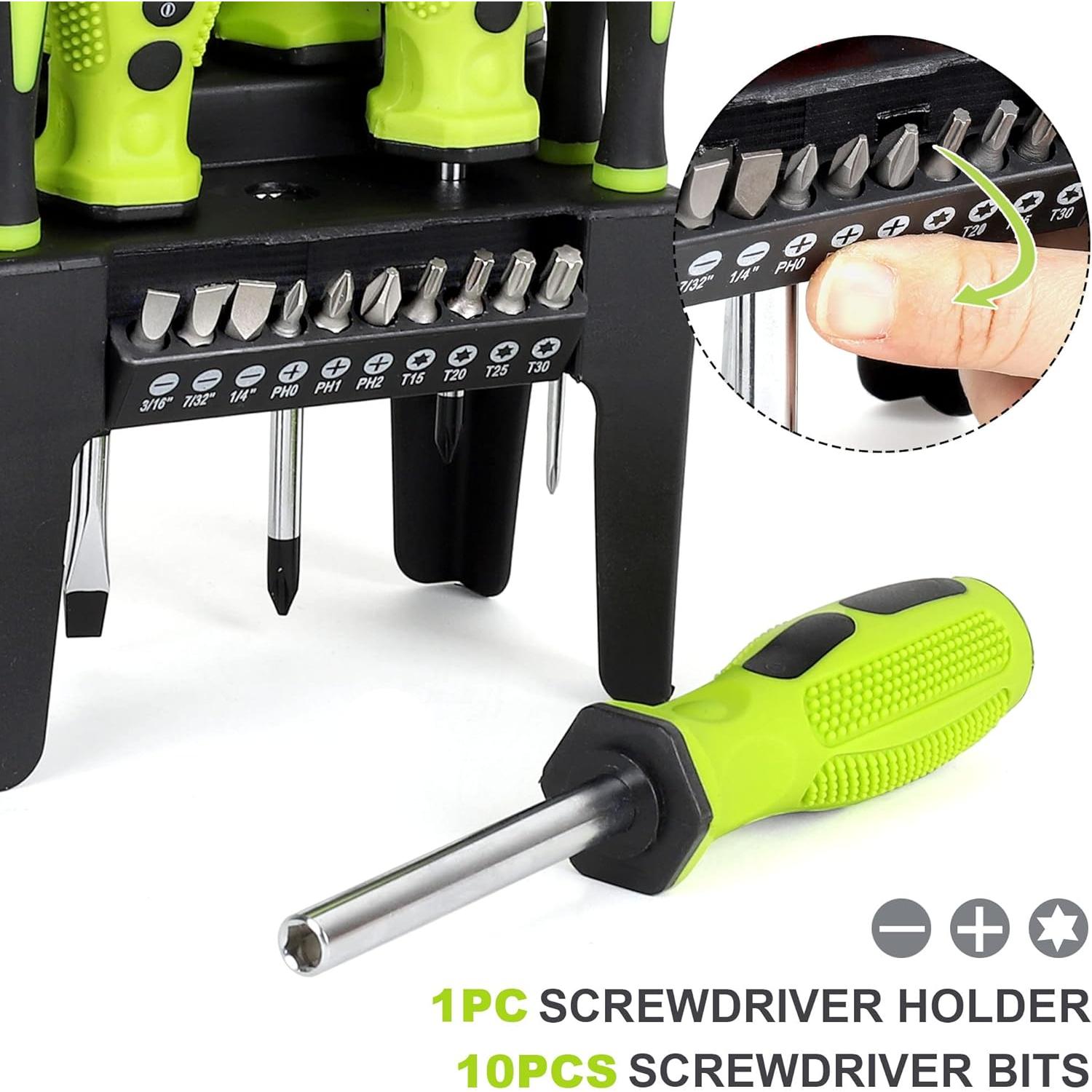 Juego de Destornilladores Magnéticos 21 Piezas FASTPRO Verde