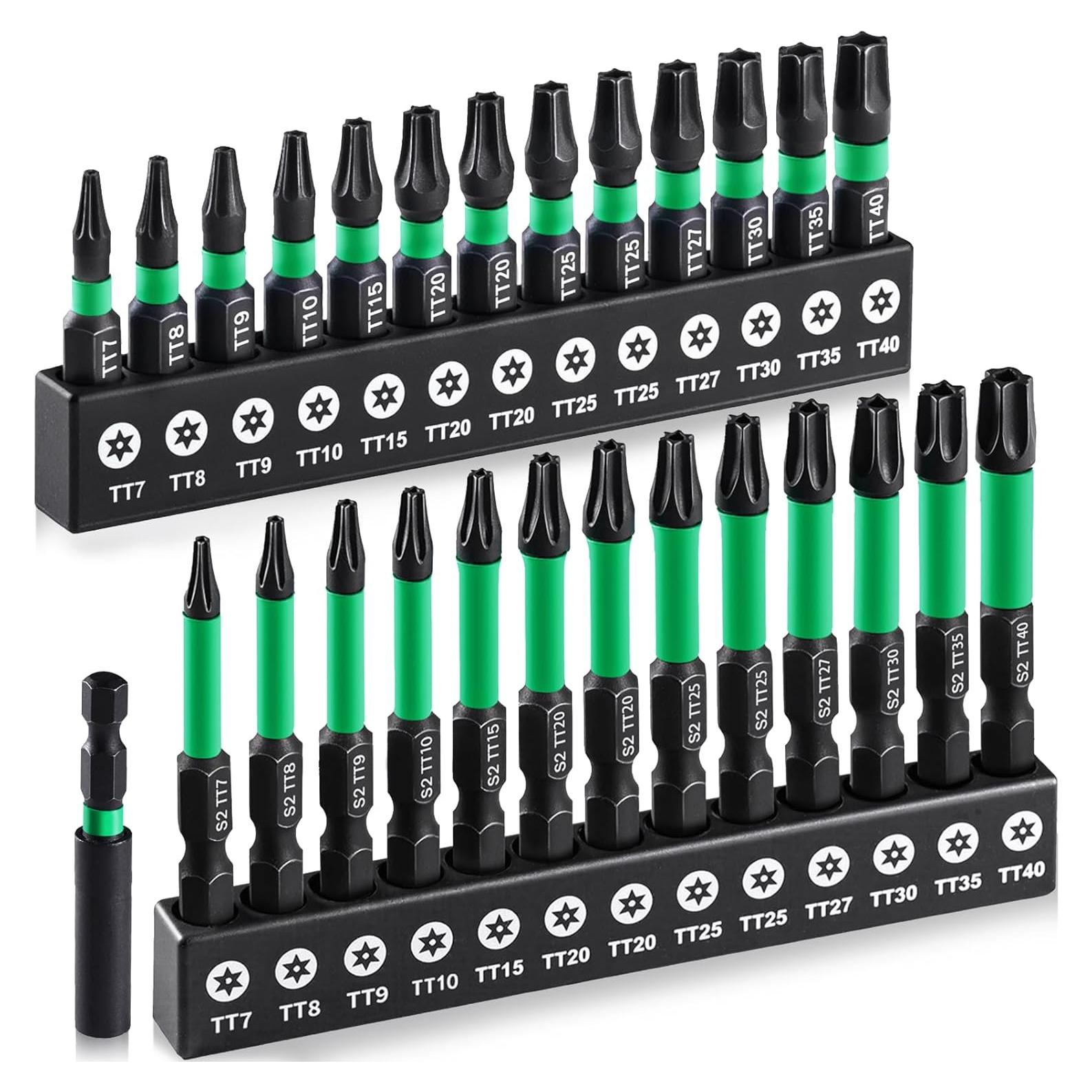 Juego de 27 Puntas Torx de Impacto RIYNIBIY S2 Magnéticas