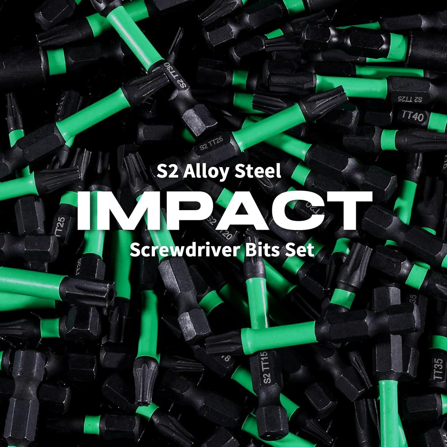 Juego de 27 Puntas Torx de Impacto RIYNIBIY S2 Magnéticas