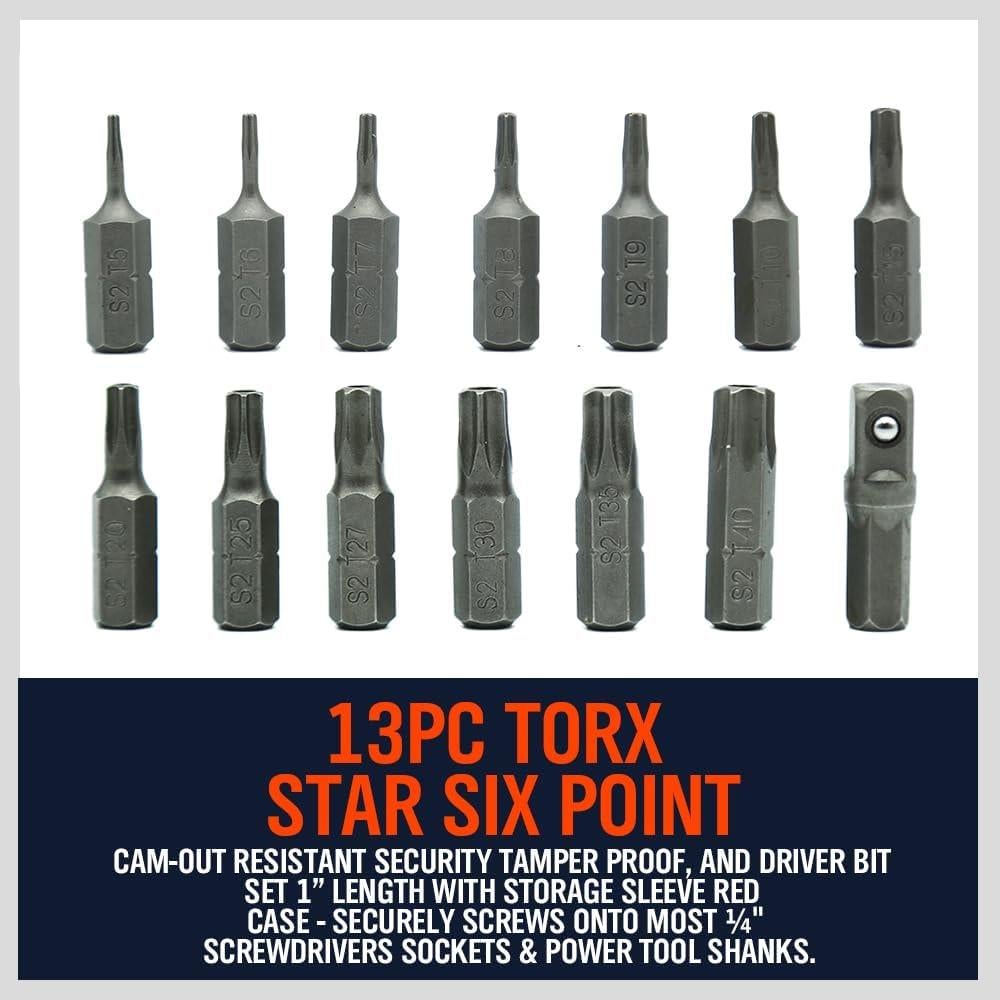 Juego de Puntas Torx 14 Piezas HORUSDY Acero S2 T5-T40