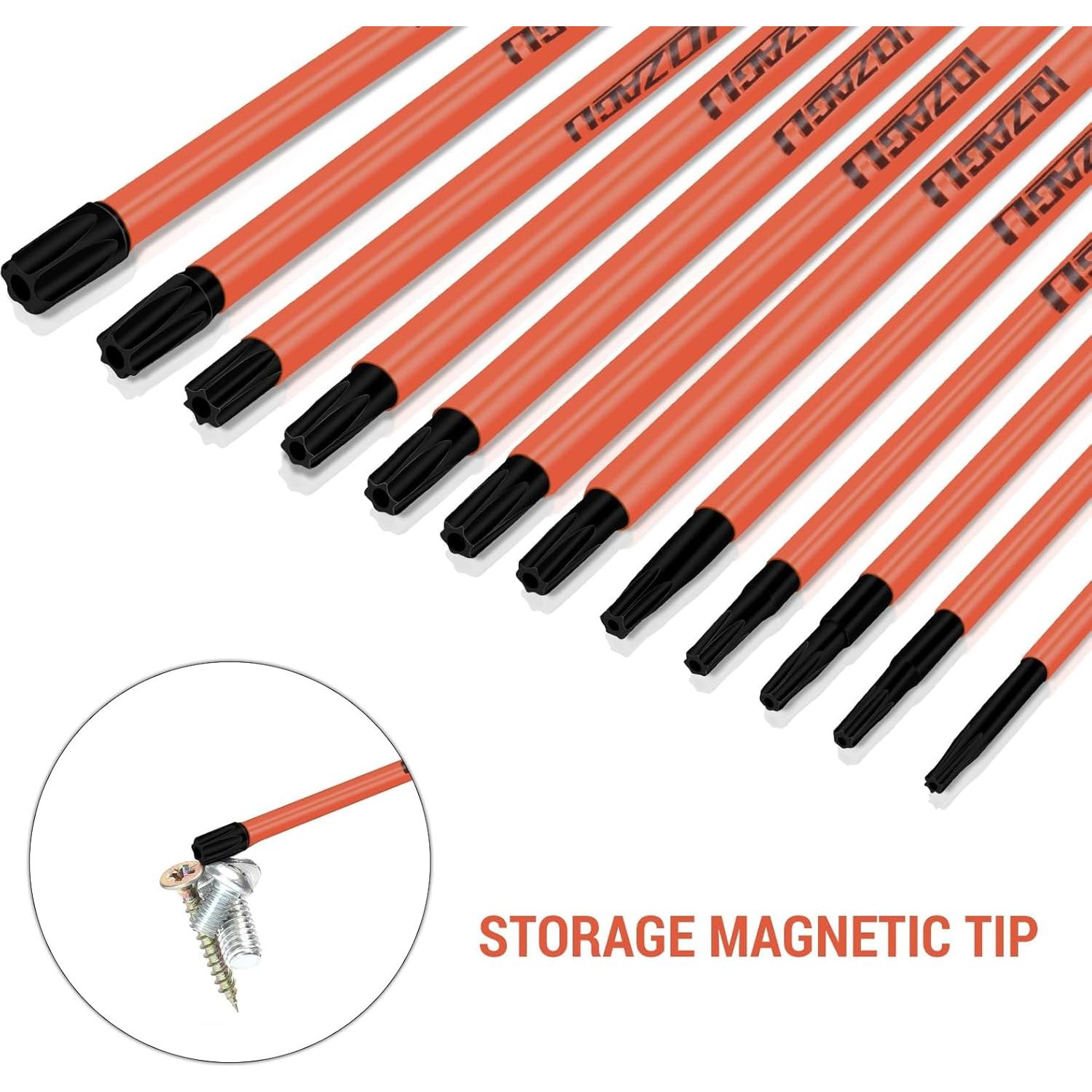 Juego de 12 Puntas Torx Largas LOZAGU 152mm Magnéticas