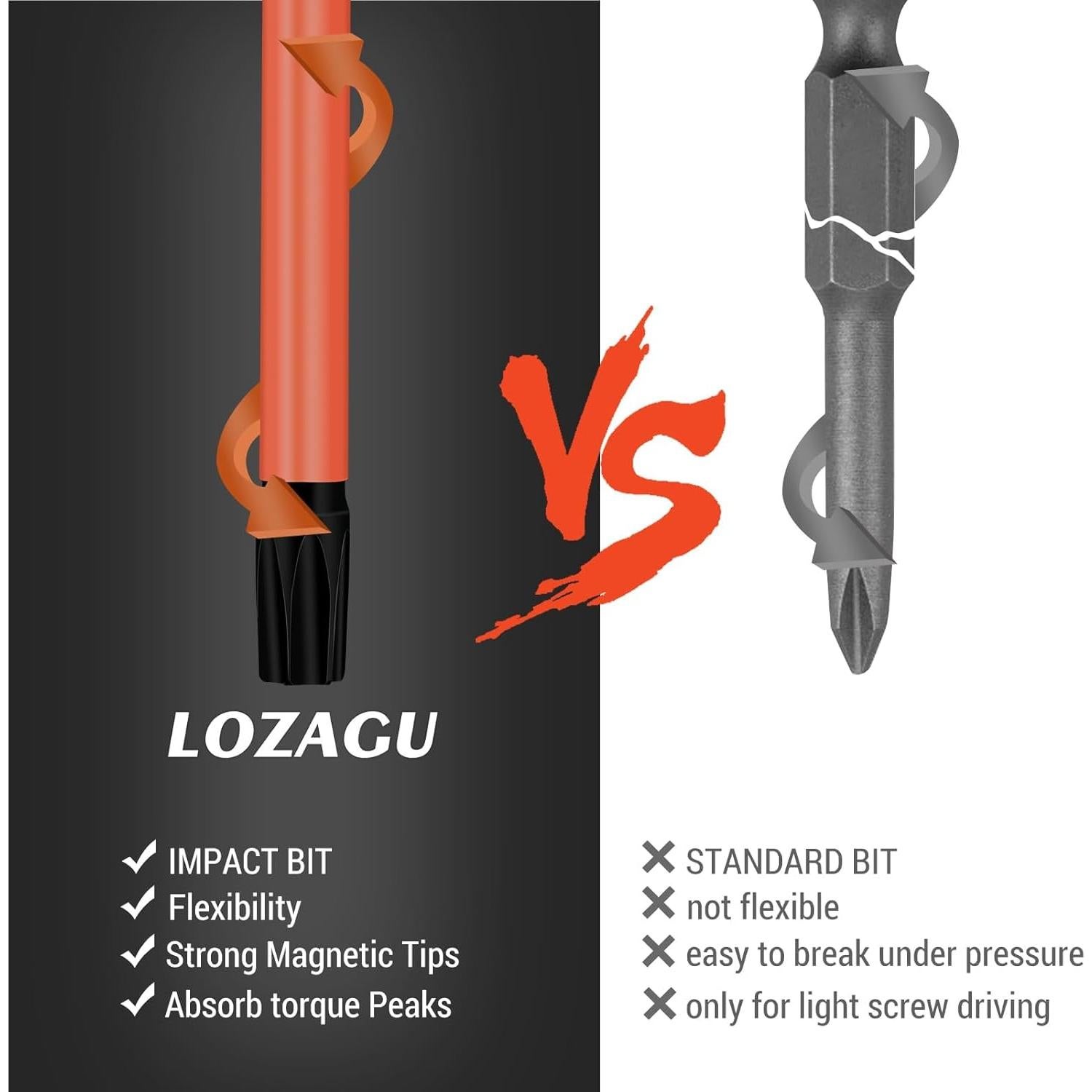 Juego de 12 Puntas Torx Largas LOZAGU 152mm Magnéticas