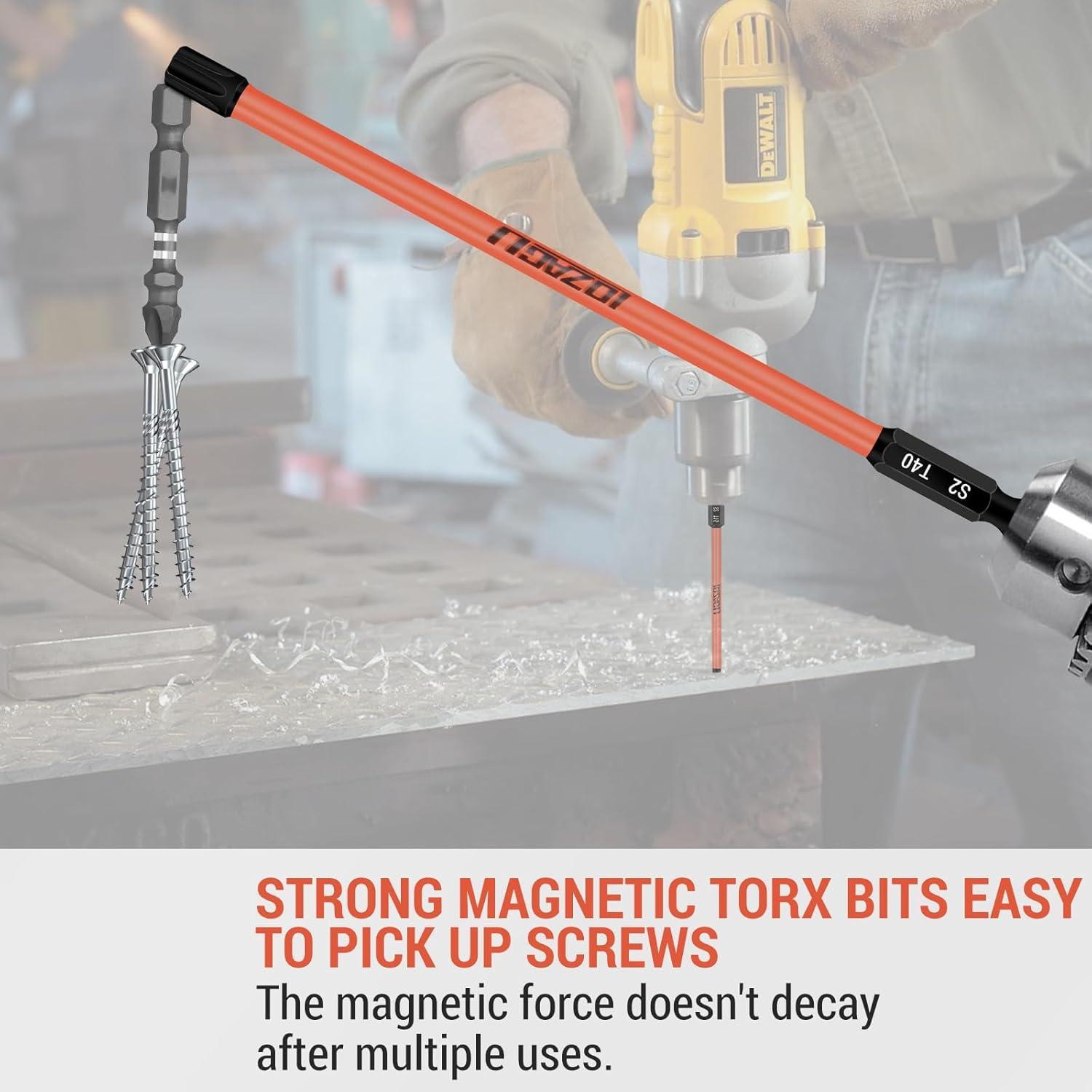 Juego de 12 Puntas Torx Largas LOZAGU 152mm Magnéticas