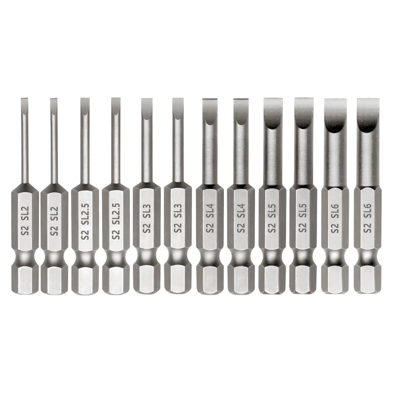 Juego de 12 Puntas de Destornillador Ranurado Saipe 50 mm