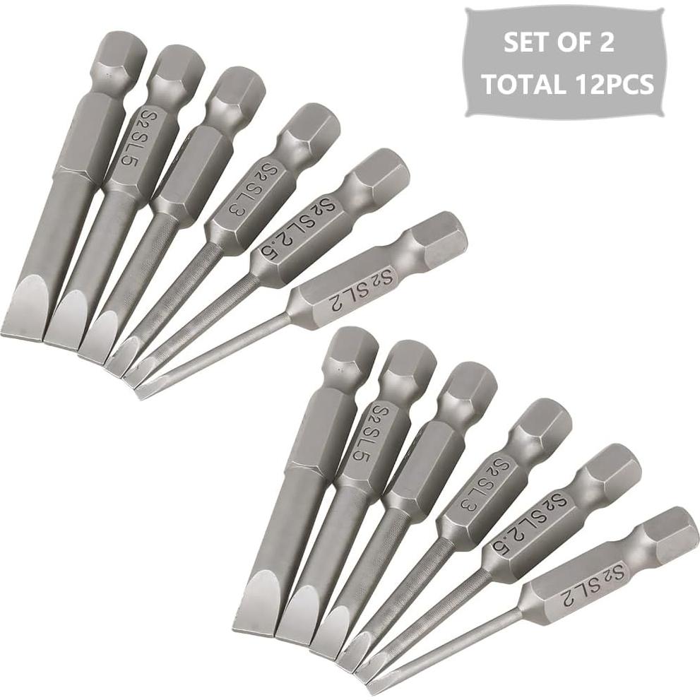Juego de 12 Puntas de Destornillador Ranurado Saipe 50 mm