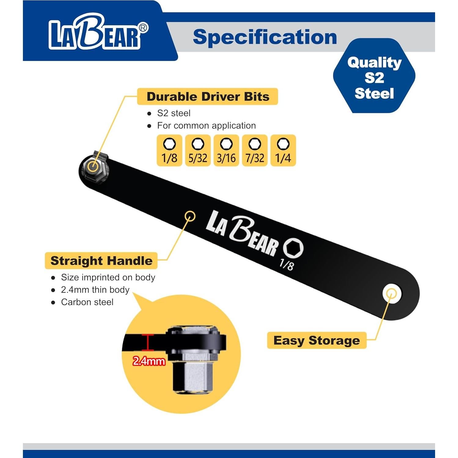 Juego de Destornilladores LABEAR Offset Hex 5 Piezas 90°