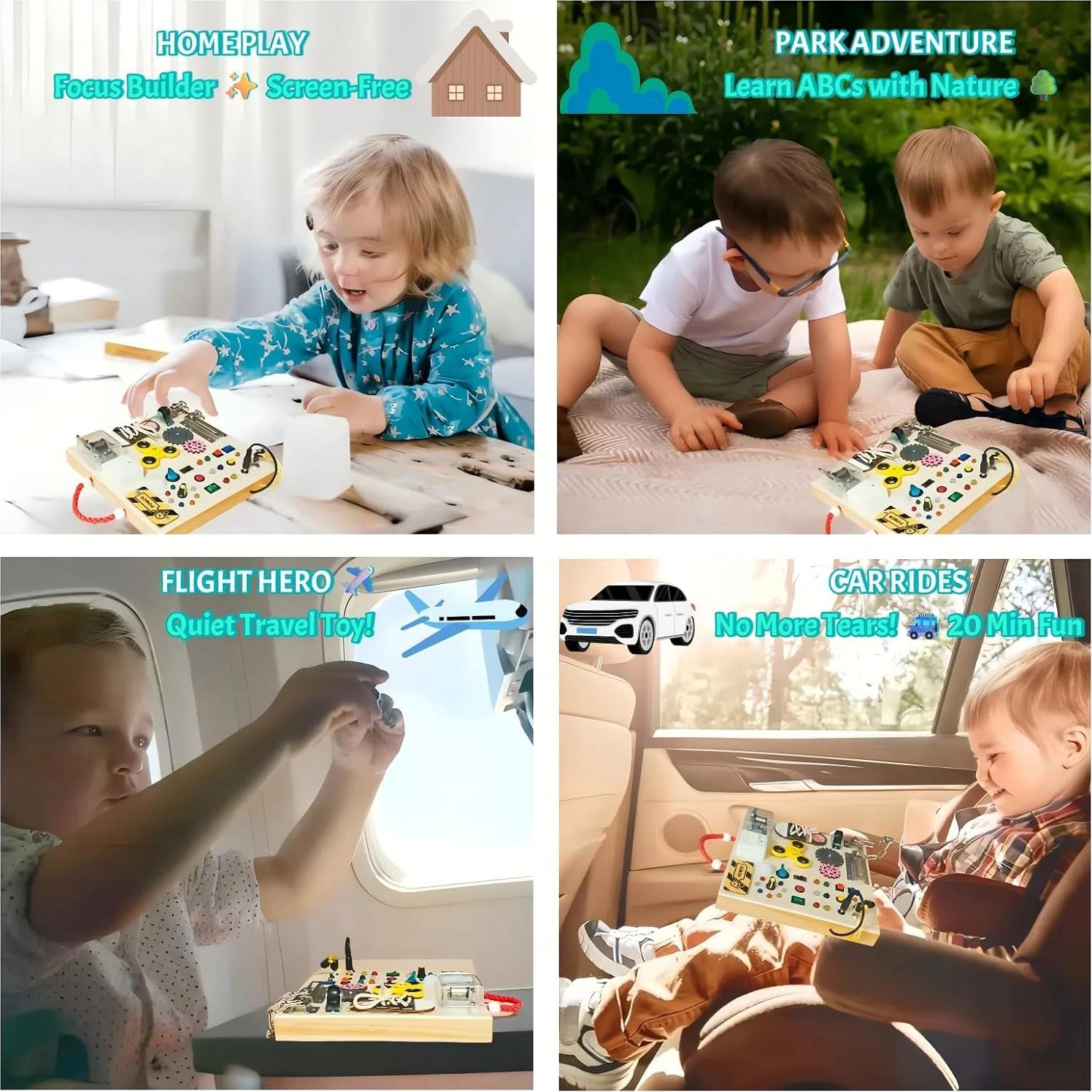 Tablero Ocupado Montessori con Luces LED - Juguete Sensorial Ecológico