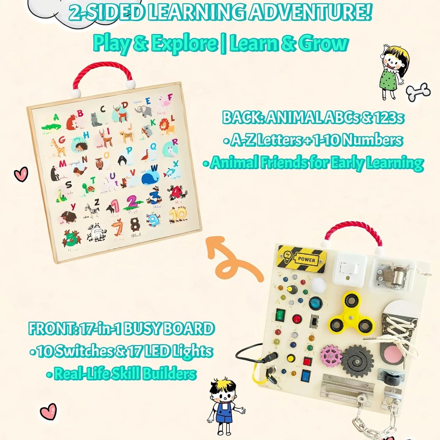 Tablero Ocupado Montessori con Luces LED - Juguete Sensorial Ecológico