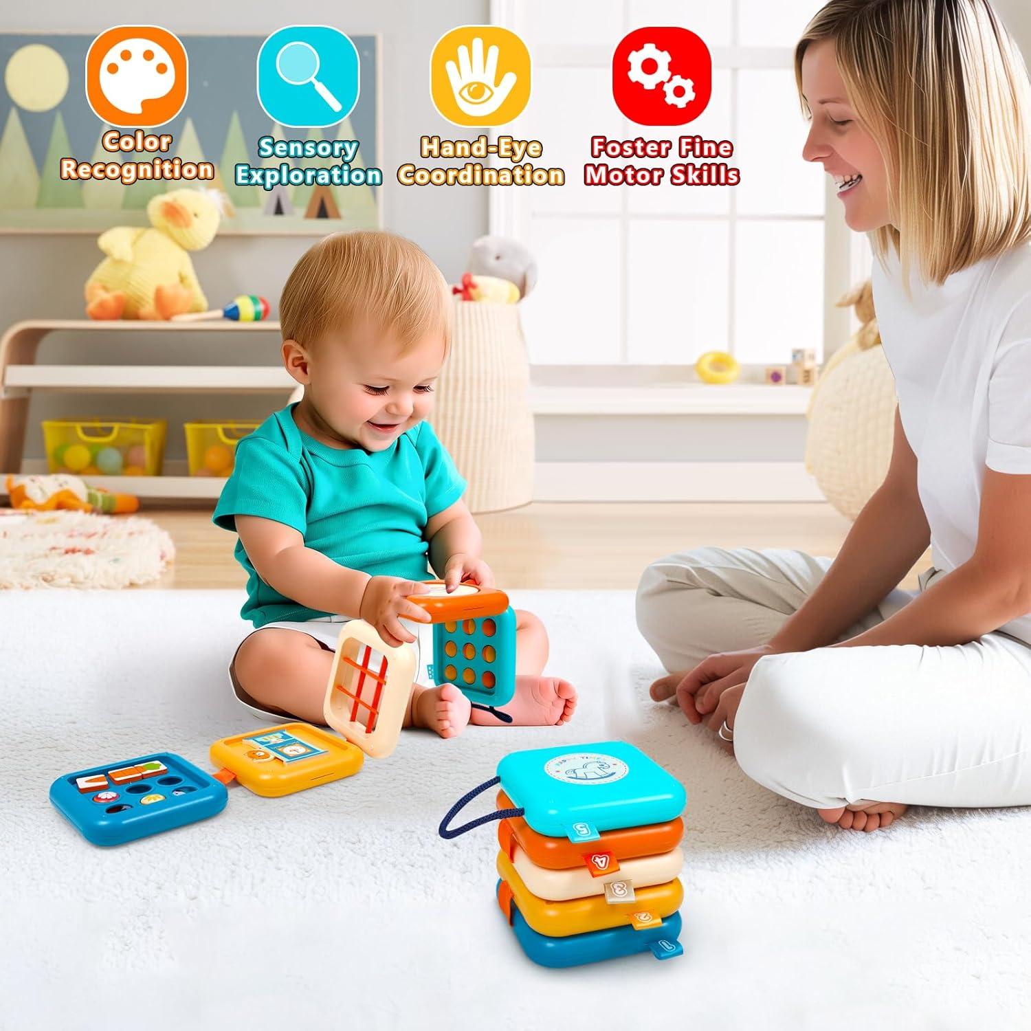 Tablero Ocupado Montessori 8-en-1 Qishu para Niños 1-3 Años