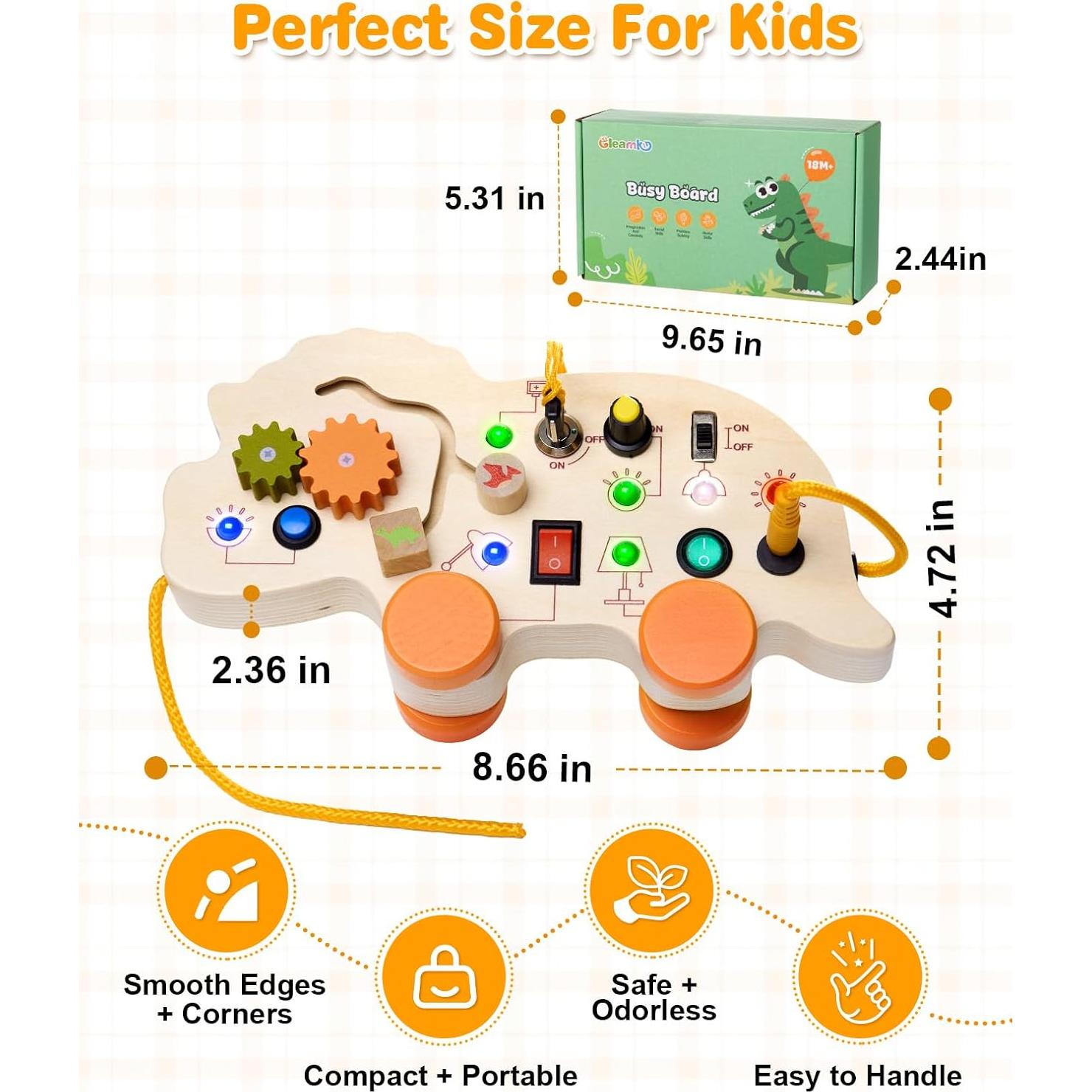 Tablero Ocupado Dinosaurio Gleamkid con Luz LED y Juguetes