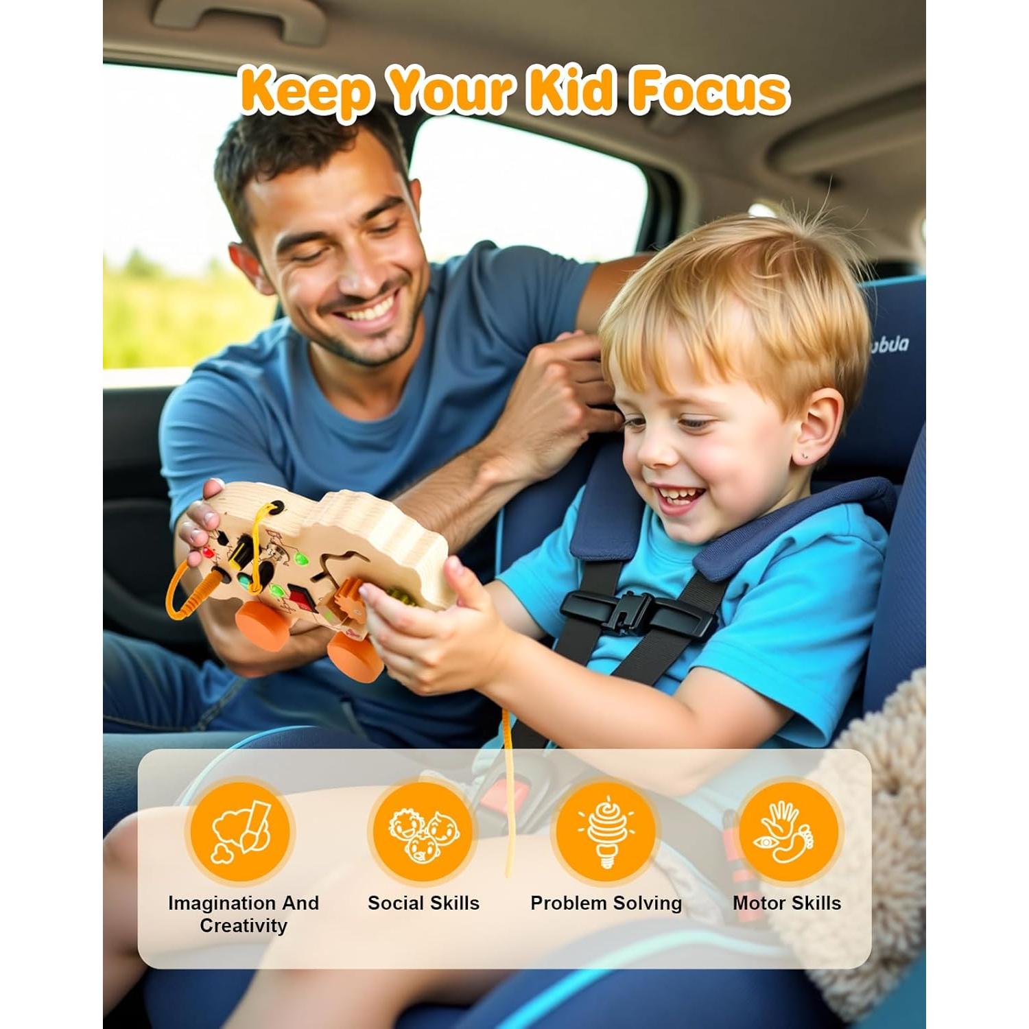 Tablero Ocupado Dinosaurio Gleamkid con Luz LED y Juguetes