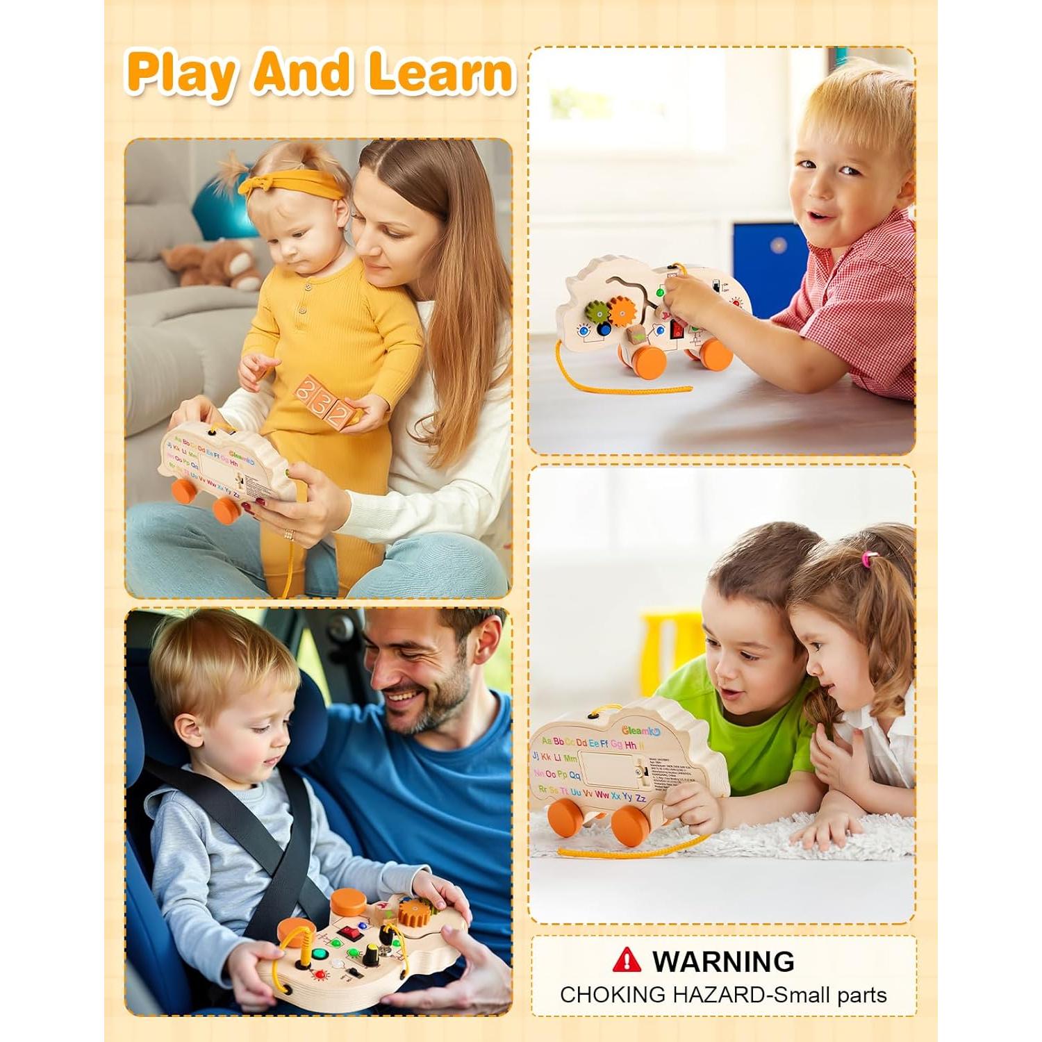 Tablero Ocupado Dinosaurio Gleamkid con Luz LED y Juguetes