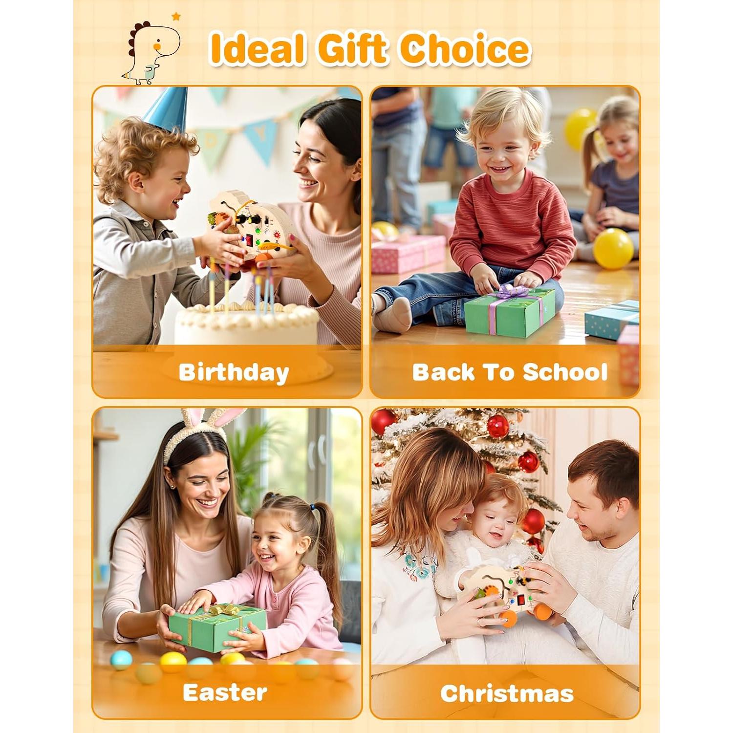 Tablero Ocupado Dinosaurio Gleamkid con Luz LED y Juguetes