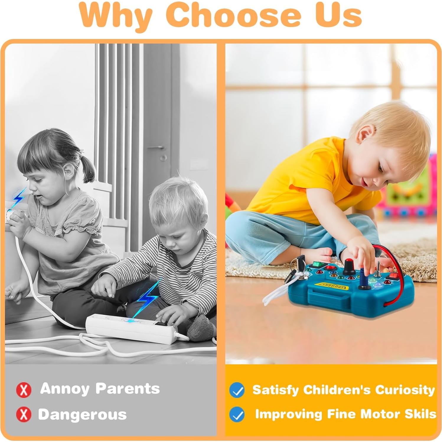 Tablero Sensorial Montessori LED para Niños 1-4 Años - YDL-238