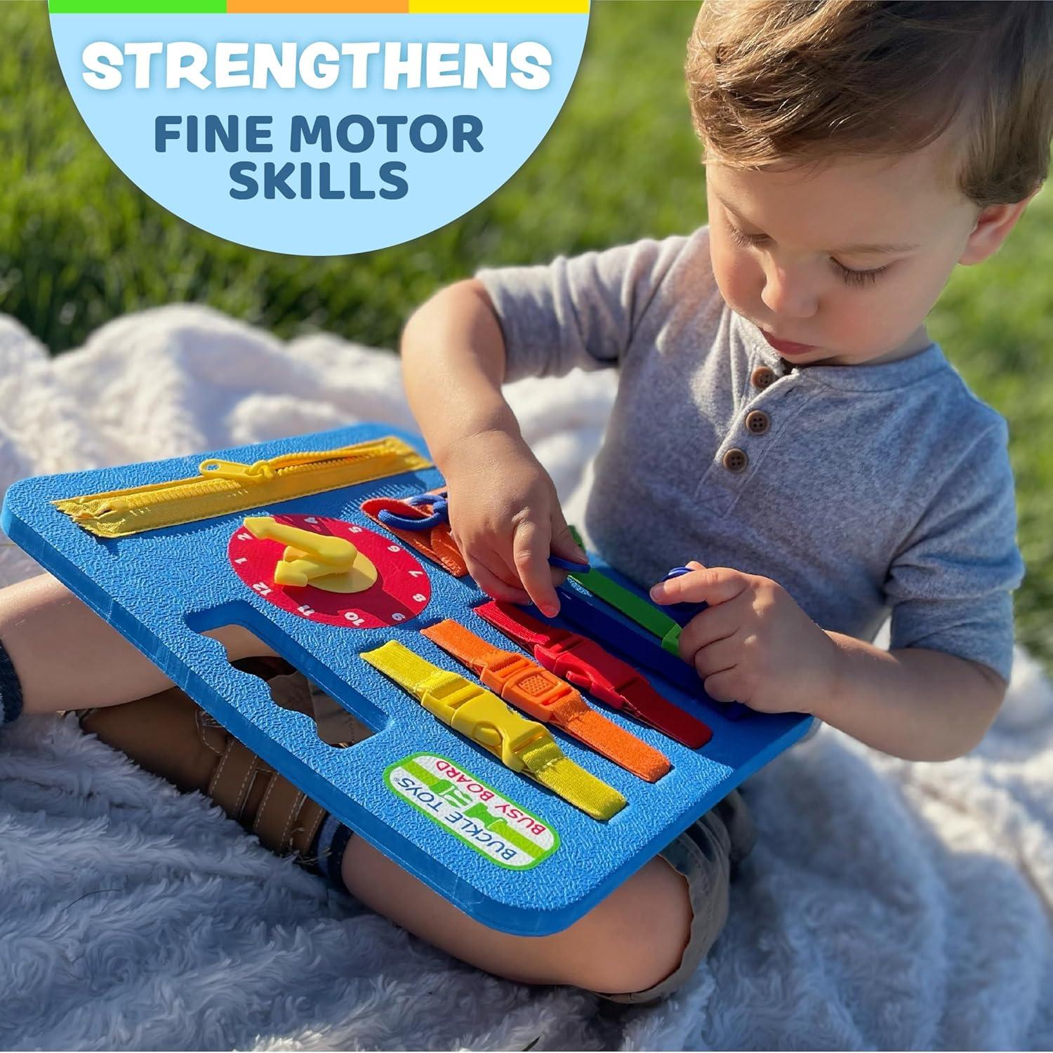 Juguete de Aprendizaje Montessori Buckle Toy Azul 27.9x22.9 cm