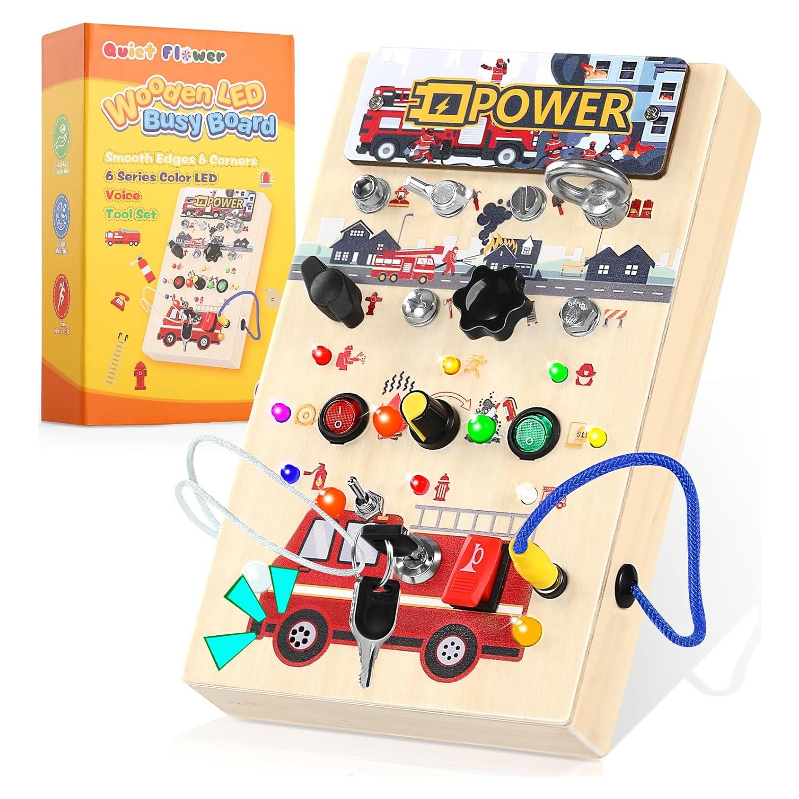 Tablero Ocupado Montessori 2 en 1 Quiet Flower Rojo