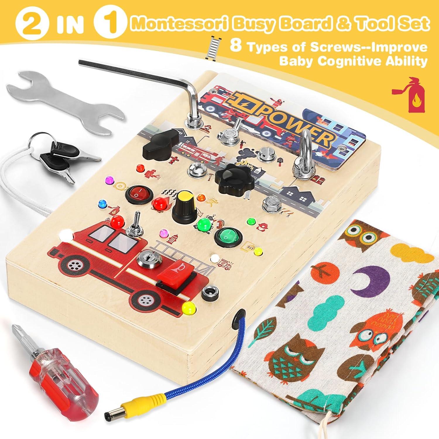 Tablero Ocupado Montessori 2 en 1 Quiet Flower Rojo