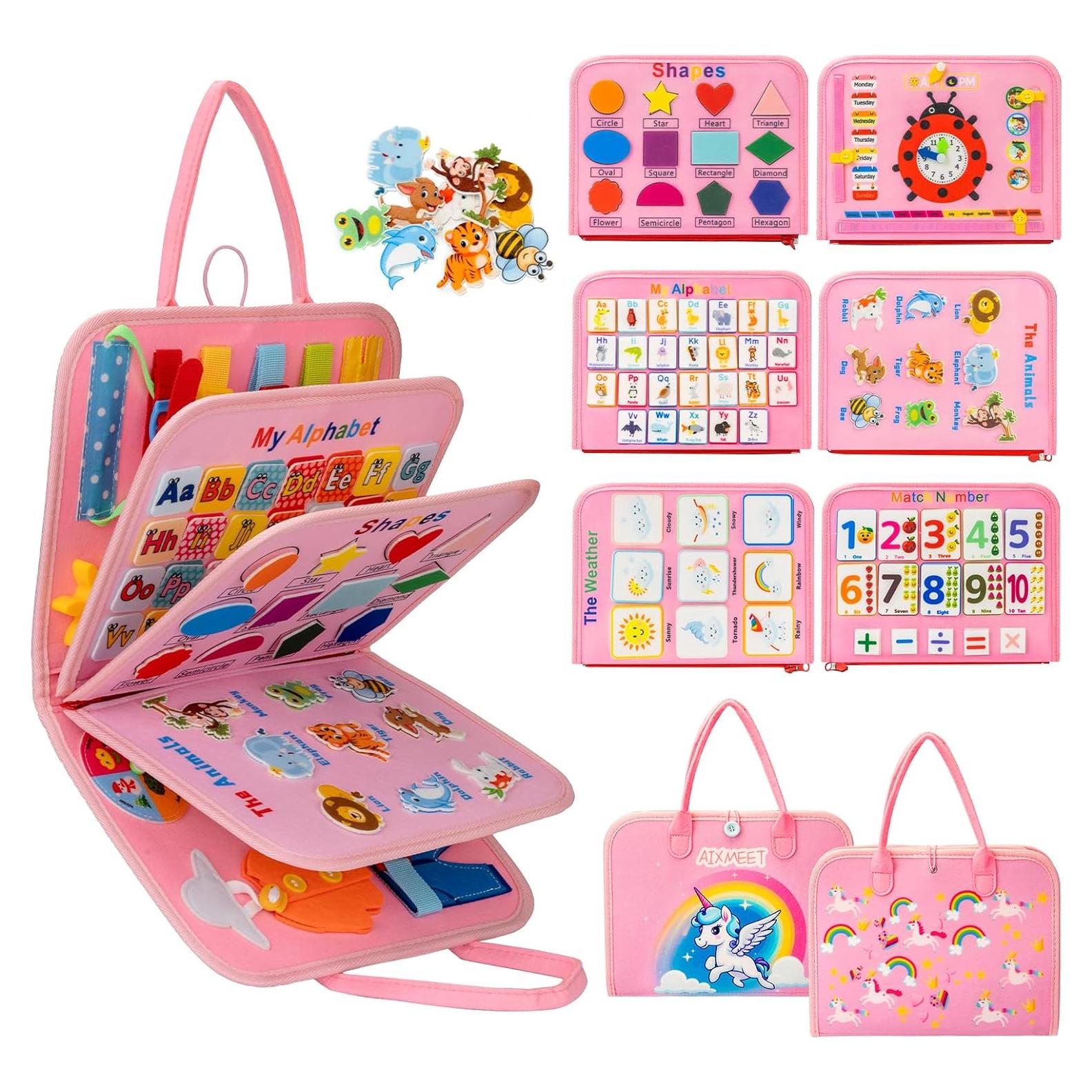 Juguete Montessori AIXMEET Libro Sensorial Rosa 8 Páginas