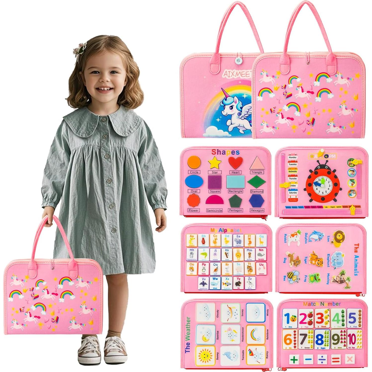 Juguete Montessori AIXMEET Libro Sensorial Rosa 8 Páginas