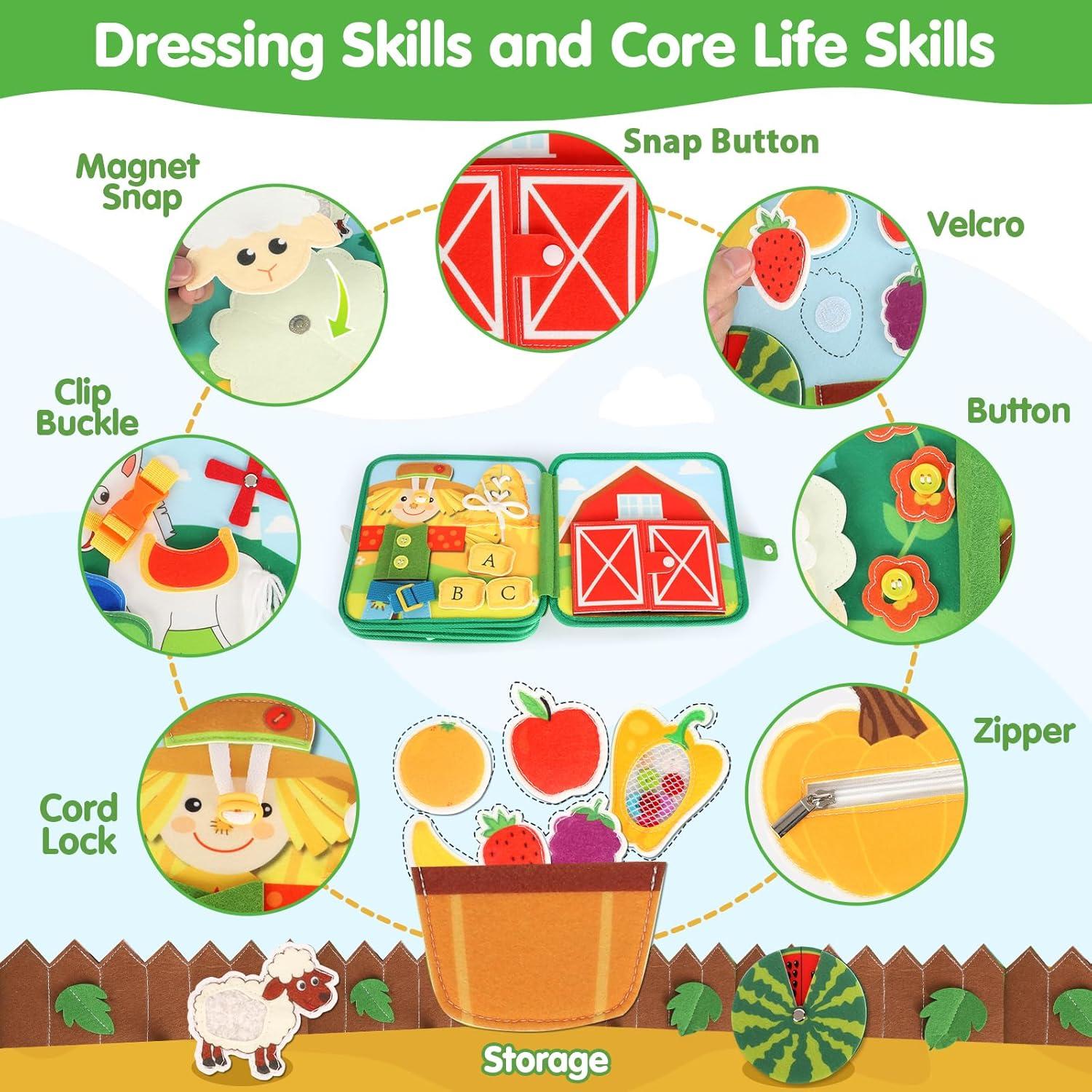 Libro Ocupado Montessori 20-en-1 para Niños 1-3 Años