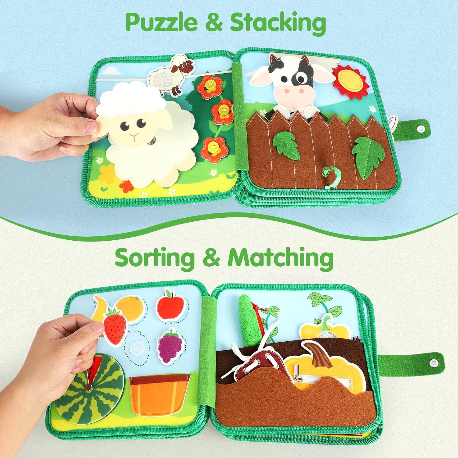 Libro Ocupado Montessori 20-en-1 para Niños 1-3 Años