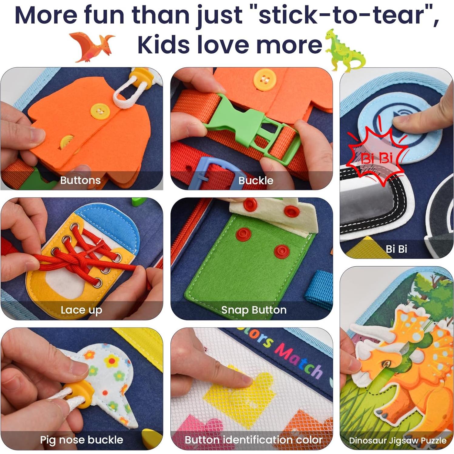 Libro Ocupado Montessori Dinosaurio 1-3 Años Actividades