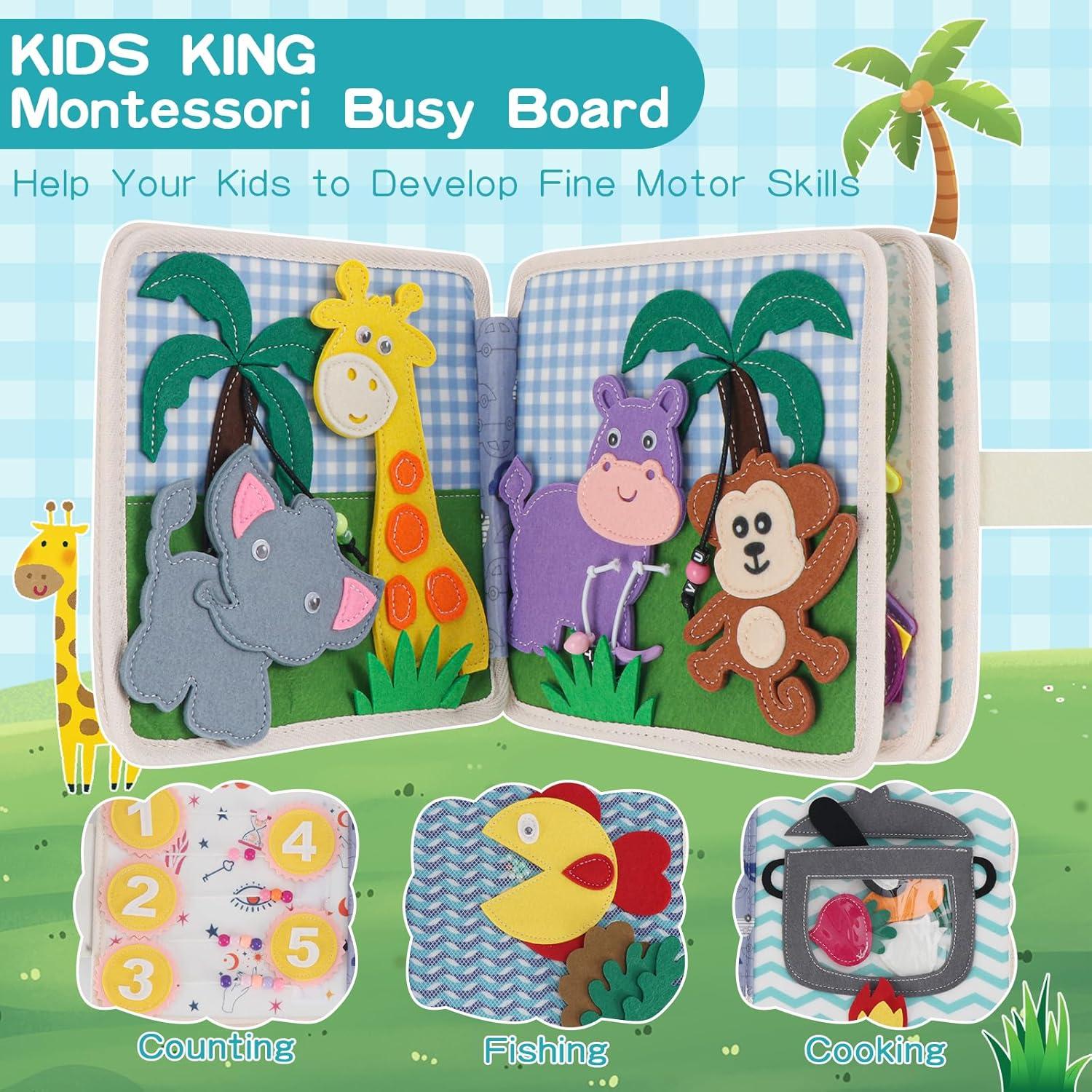 Tablero Ocupado Montessori KIDS KING León 20x20 cm para Niños 3+
