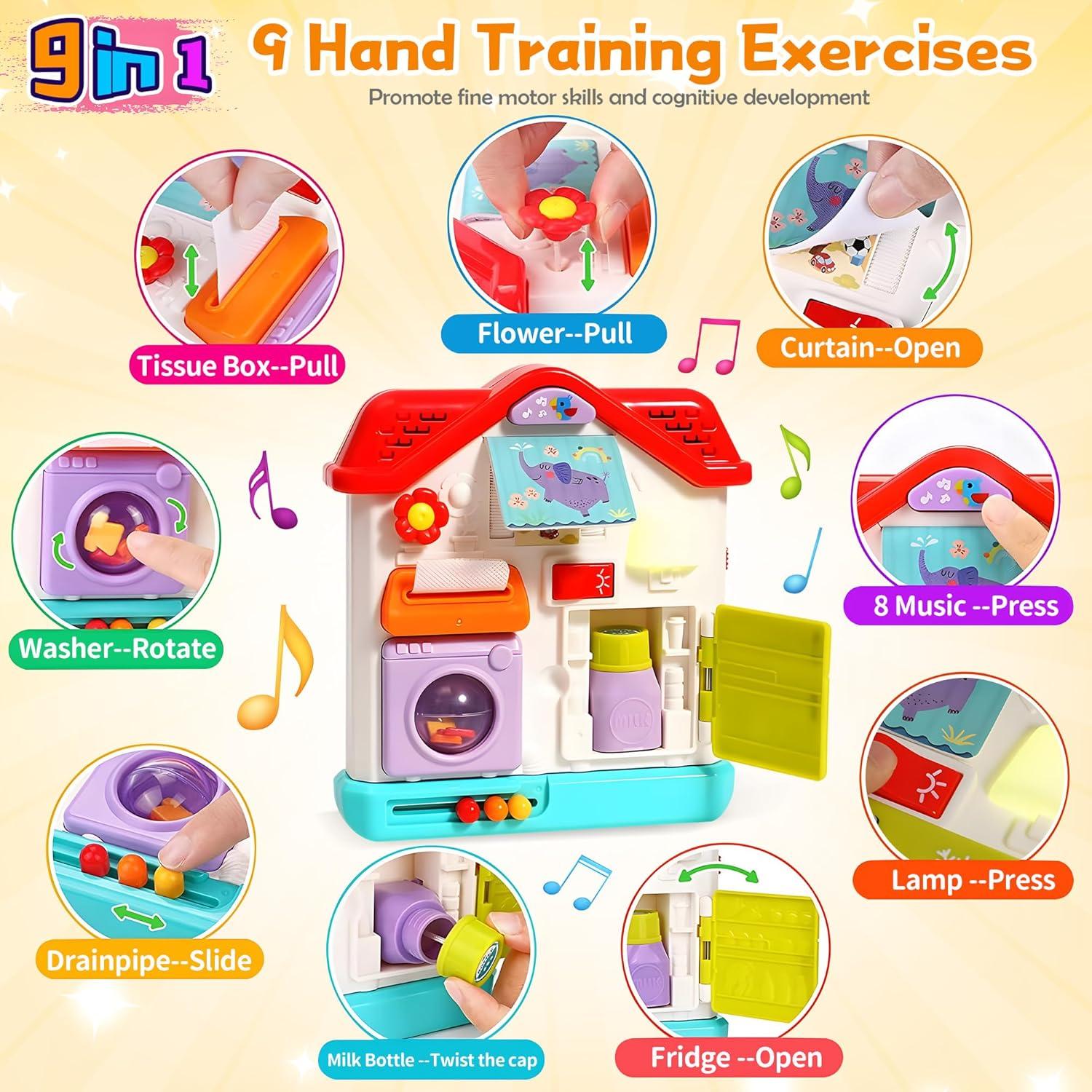 Tablero Ocupado Montessori ROHSCE 9 en 1 para Bebés 10 meses a 3 años