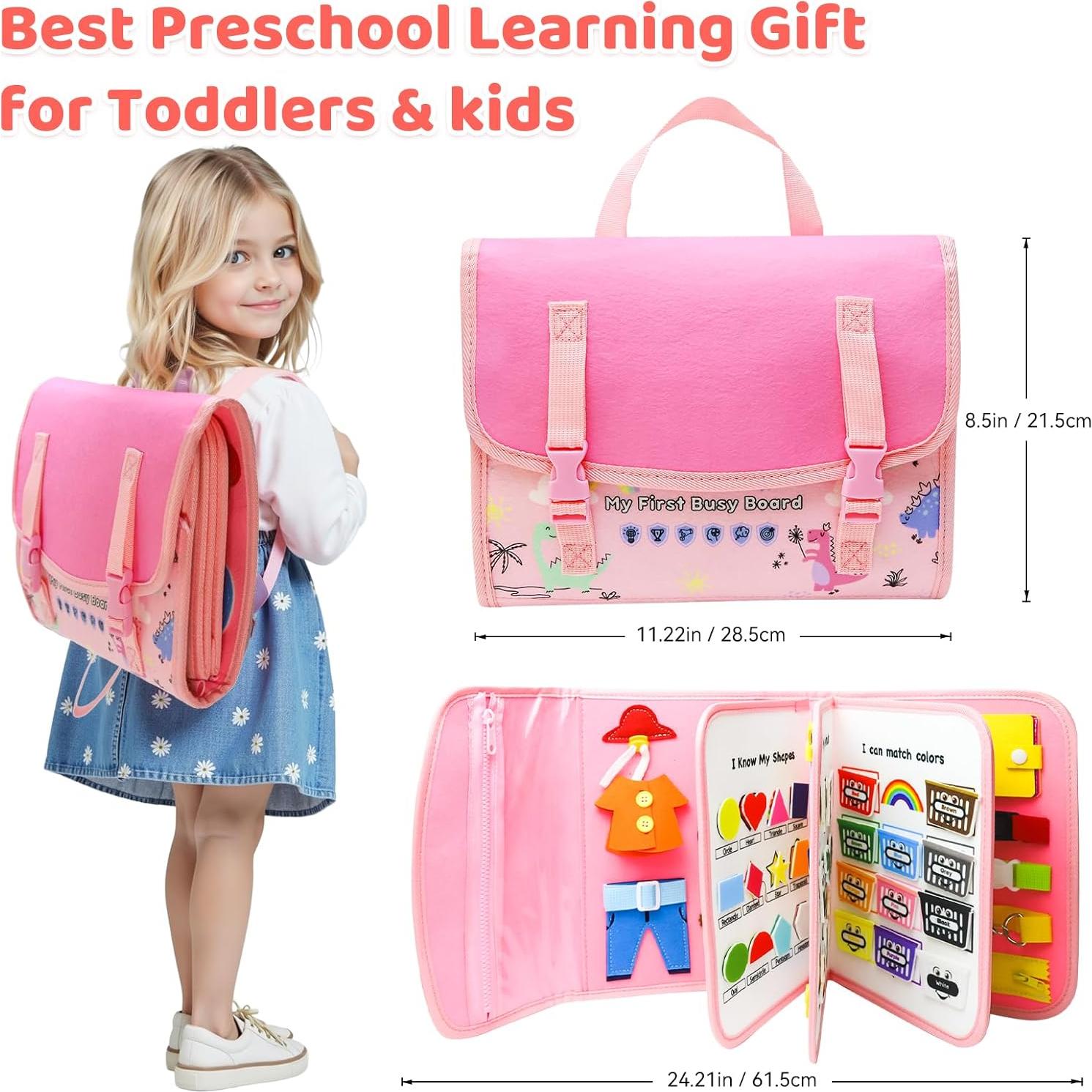 Tablero Ocupado Montessori Rosa - Juguete Educativo 24 Actividades