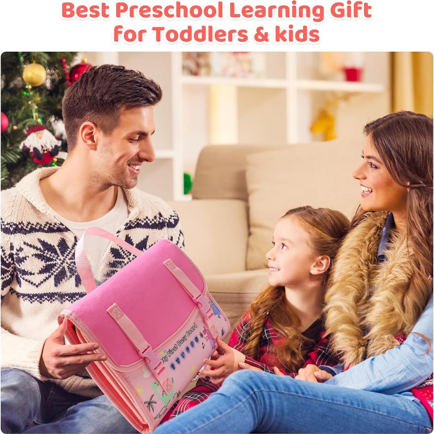 Tablero Ocupado Montessori Rosa - Juguete Educativo 24 Actividades