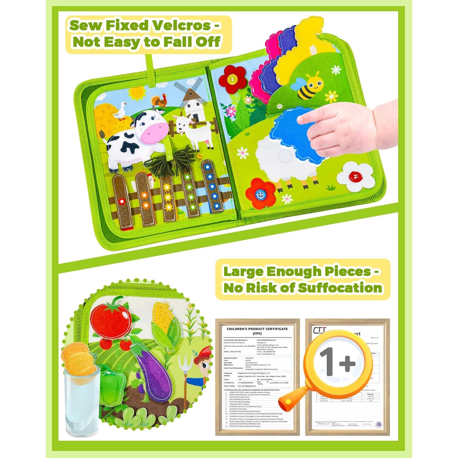 Libro Ocupado Montessori Gagule 10 Páginas Granja 1-3 Años