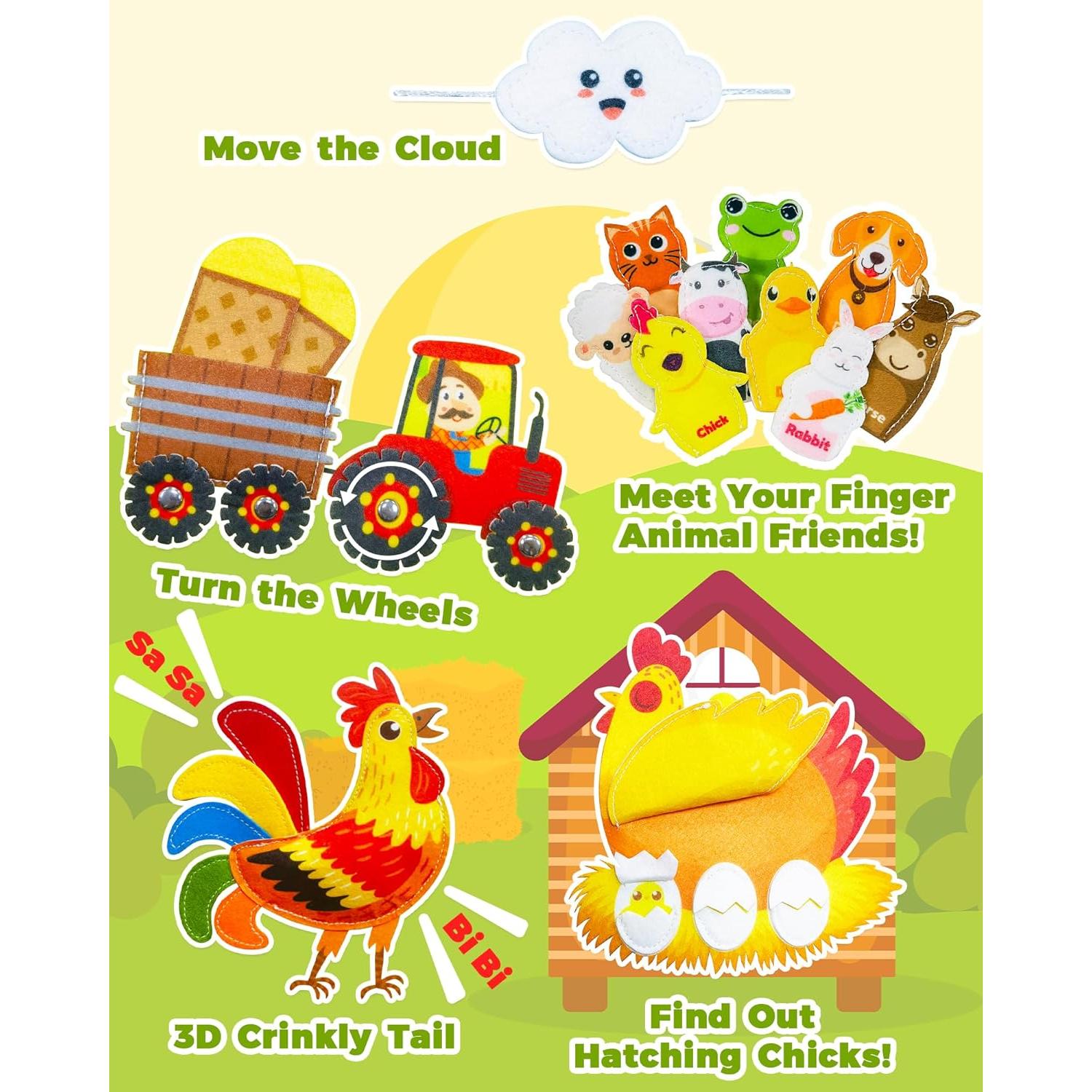 Libro Ocupado Montessori Gagule 10 Páginas Granja 1-3 Años