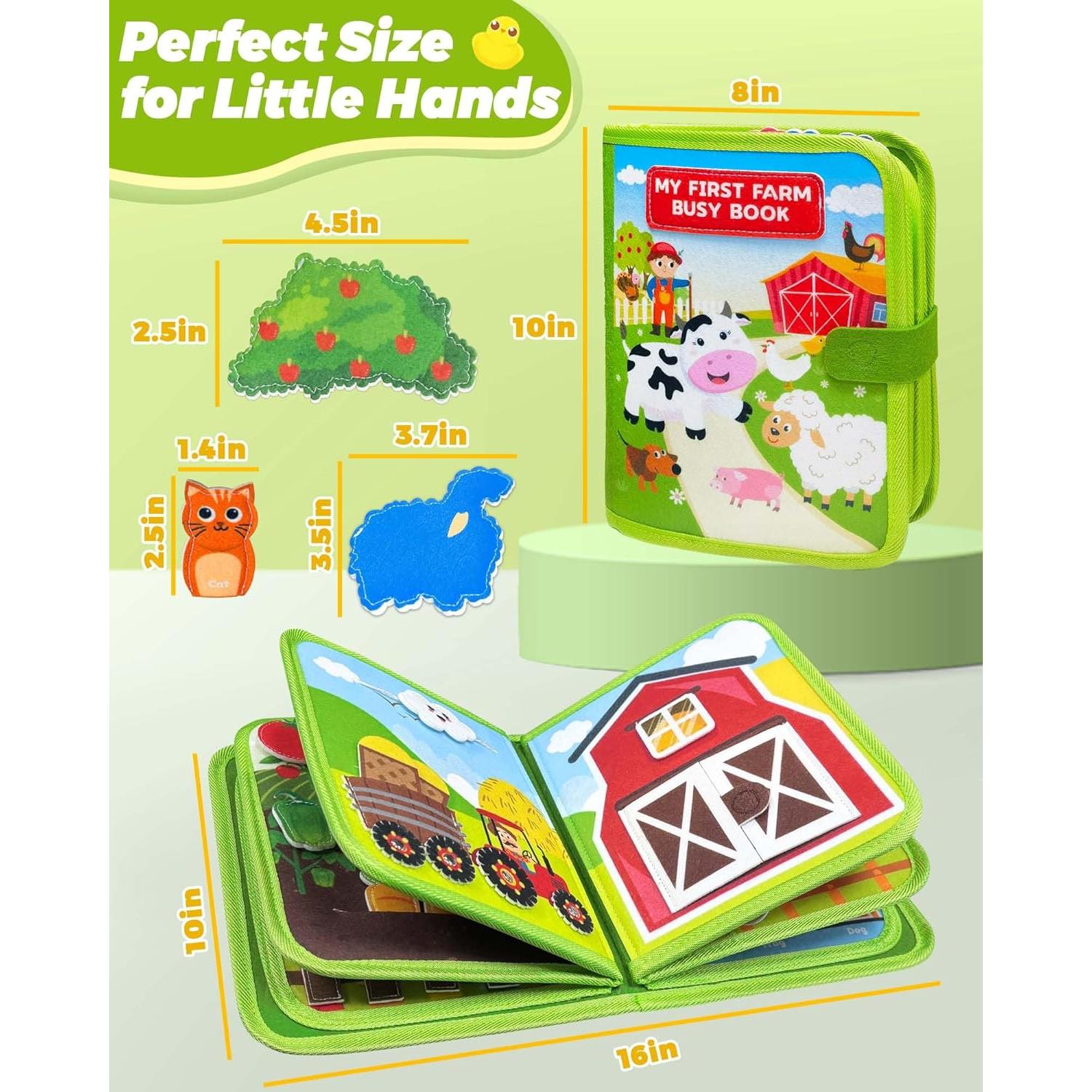 Libro Ocupado Montessori Gagule 10 Páginas Granja 1-3 Años